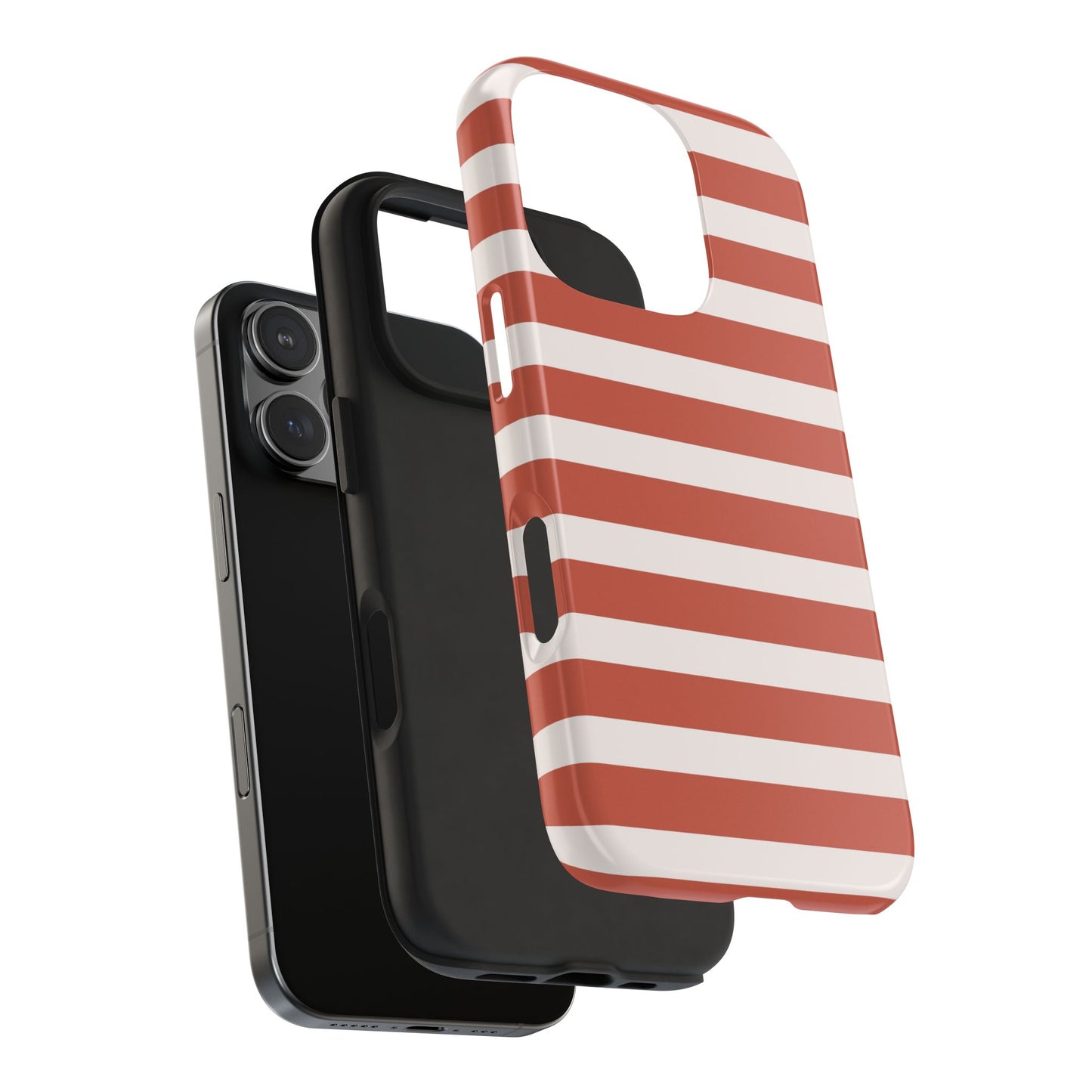 Simple Red and White Stripe Nautical Phone Case - Nautical Fisherman Aesthetic Tough Phone Case for Summer - Minimalist Stripe Pattern Cell Phone Case