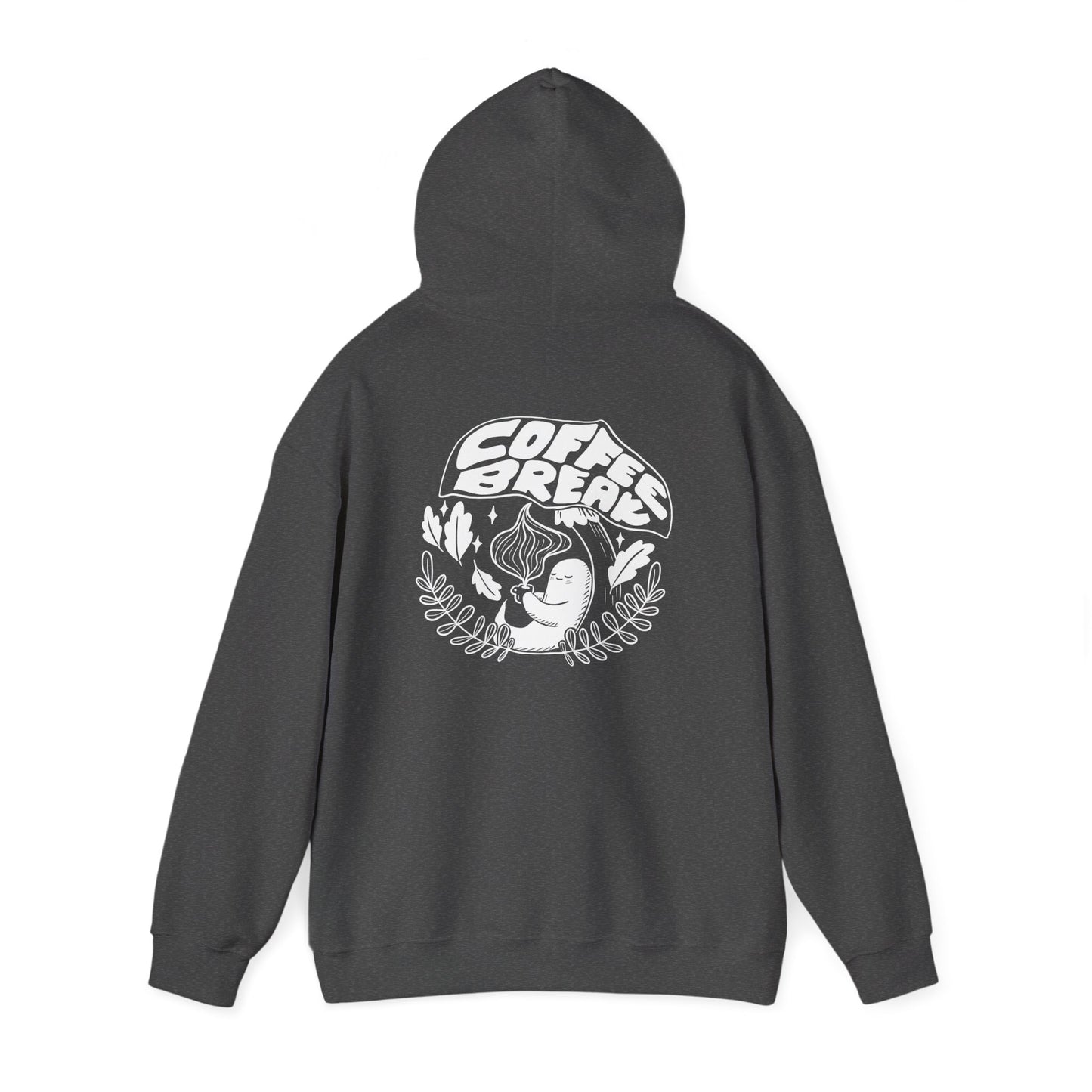 Coffee Break Unisex Ghost Hoodie for Spooky Season, Cozy Sweatshirt Gift, Casual Wear, Relaxation Attire, Lounge Apparel