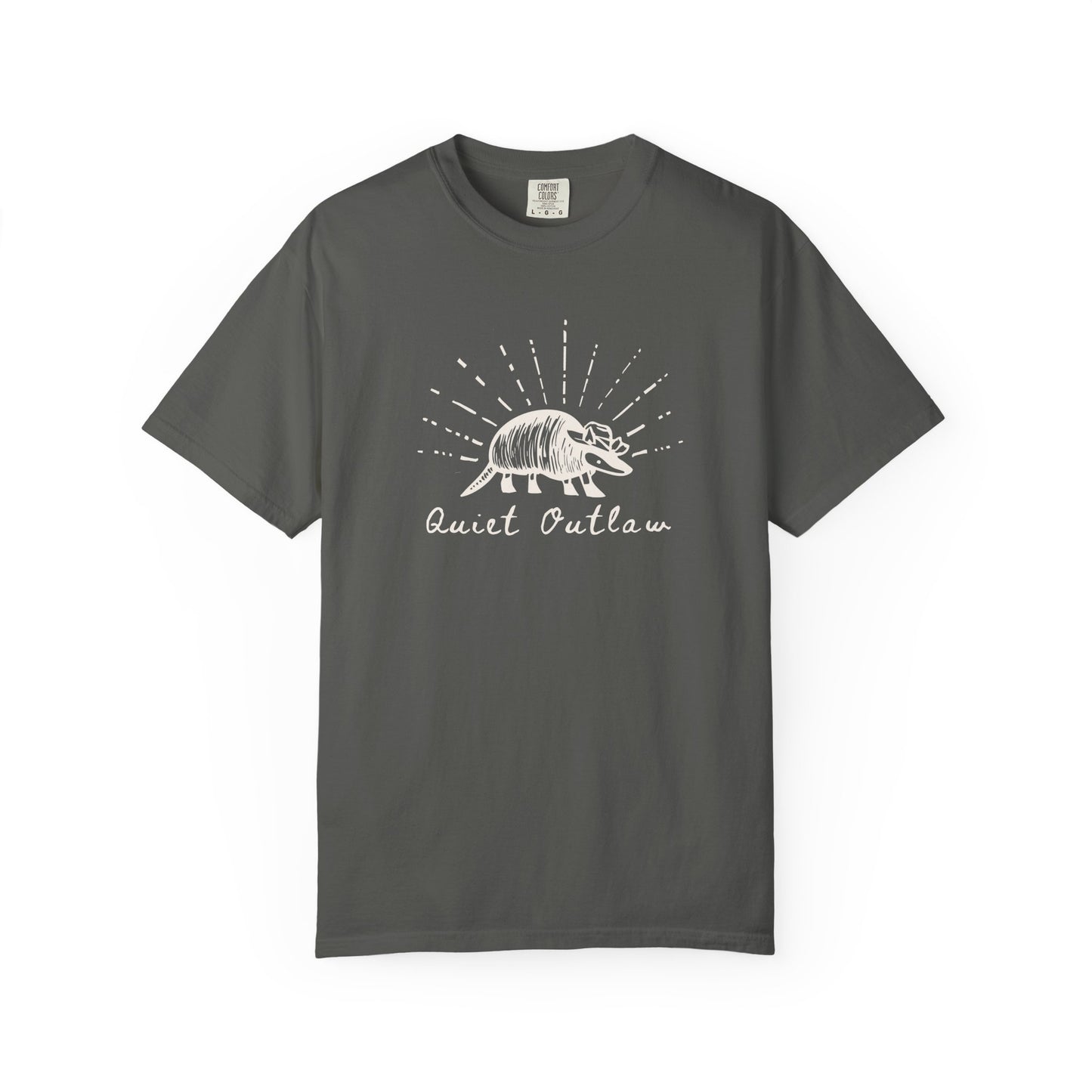 Unisex Garment-Dyed T-Shirt with 'Quiet Outlaw' Design, Casual Wear, Gift for Nature Lovers, Vintage Style Tee, Eco-Friendly Fashion