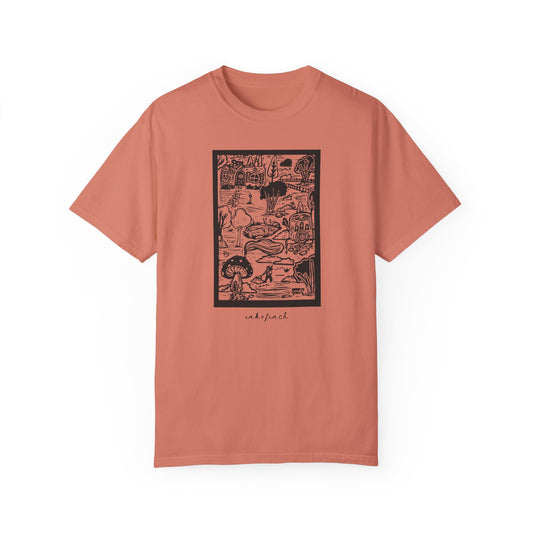 Fantasy Map Cottagecore T-shirt - Whimsical Folk Art for Goblincore Aesthetic