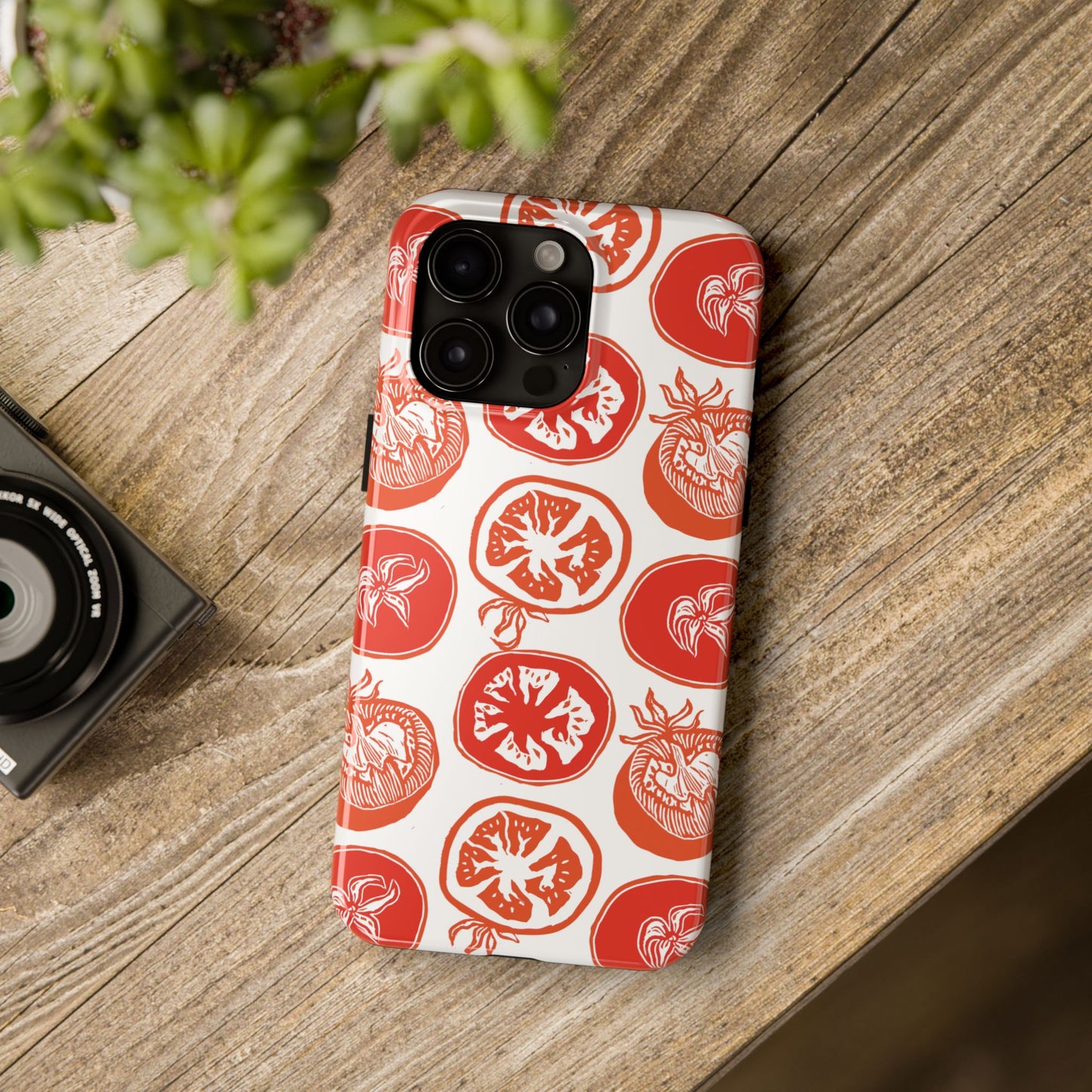 Cottagecore Folk Art Tomato Phone Case - Phone Case for Gardeners and Vegetarians