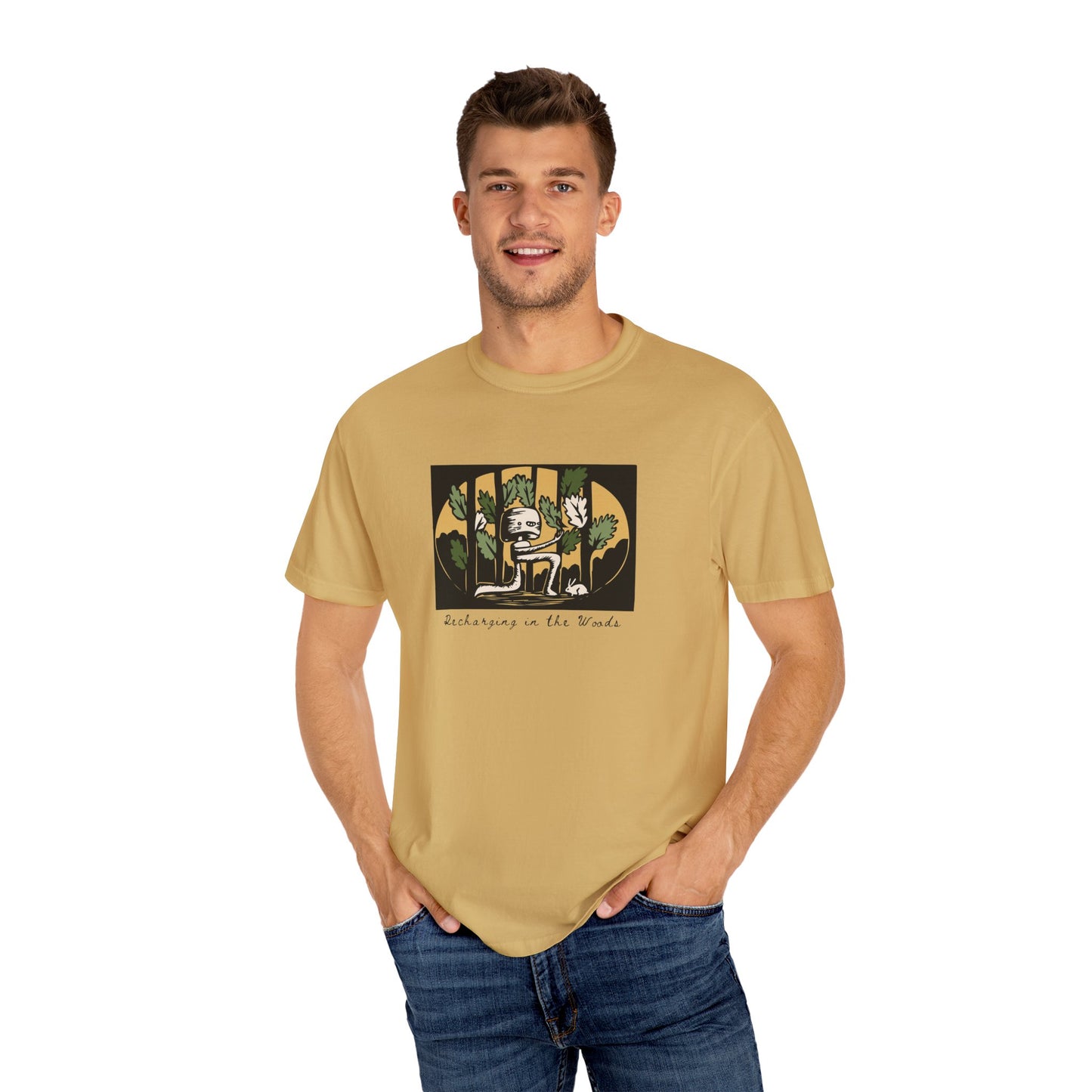 Cute Nature Robot Unisex Jersey Tee - Whimsical Fantasy Forestcore Graphic T-Shirt for Summer