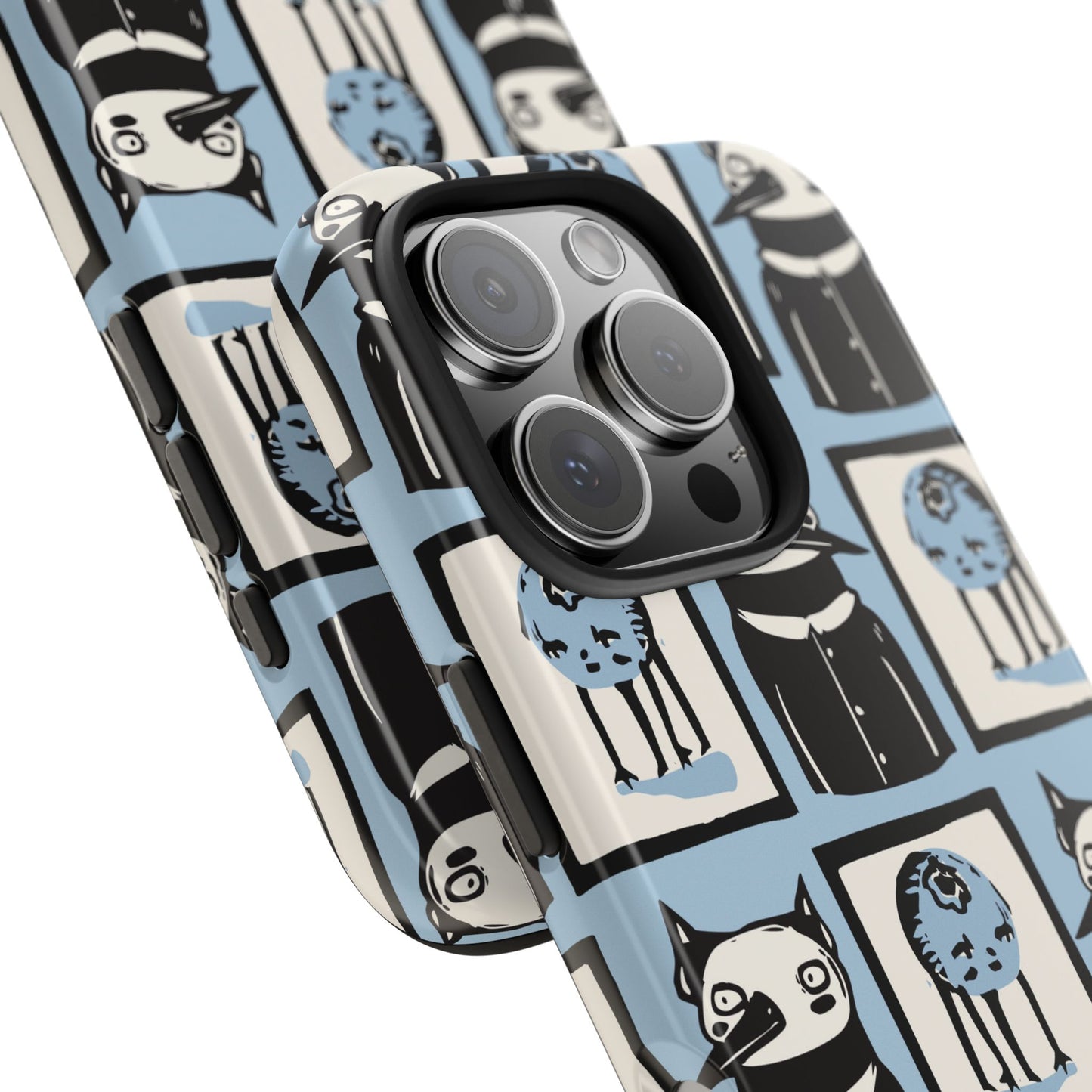Funny Cat and Blueberry Patchwork Tough Phone Case