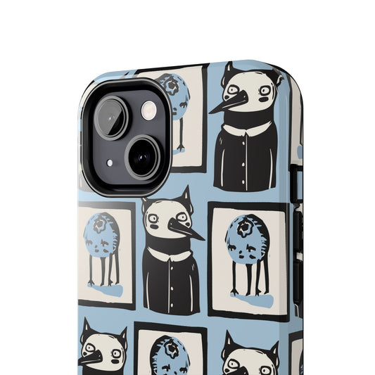 Funny Cat and Blueberry Patchwork Tough Phone Case