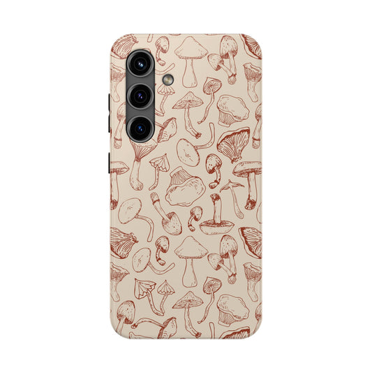 Fineliner Red and Cream Mushroom Phone Case -Goblincore Cottagecore Aesthetic Tough Phone Case for Summer -Custom Phone Case