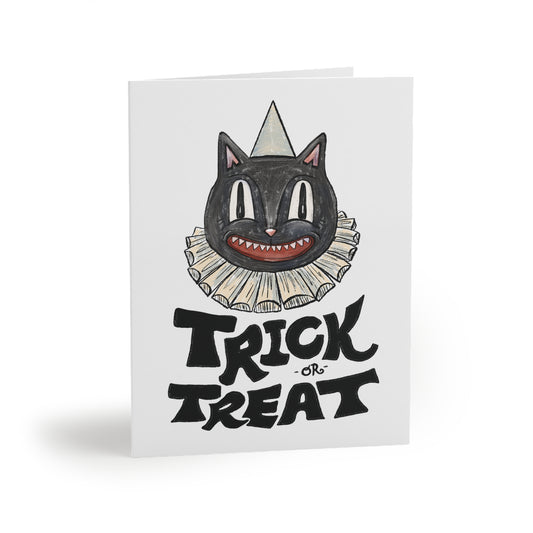 Halloween Greeting Cards Set - Trick or Treat Cat Design | Spooky Cards for Kids, Halloween Parties, Fall Celebrations, Card Making
