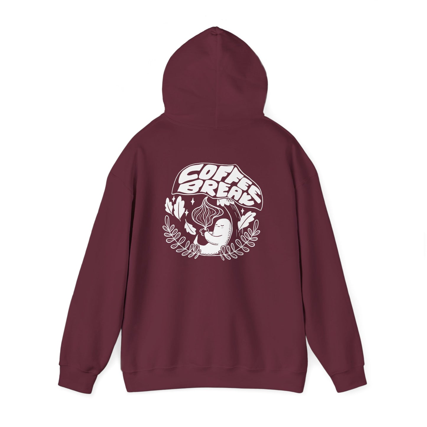Coffee Break Unisex Ghost Hoodie for Spooky Season, Cozy Sweatshirt Gift, Casual Wear, Relaxation Attire, Lounge Apparel