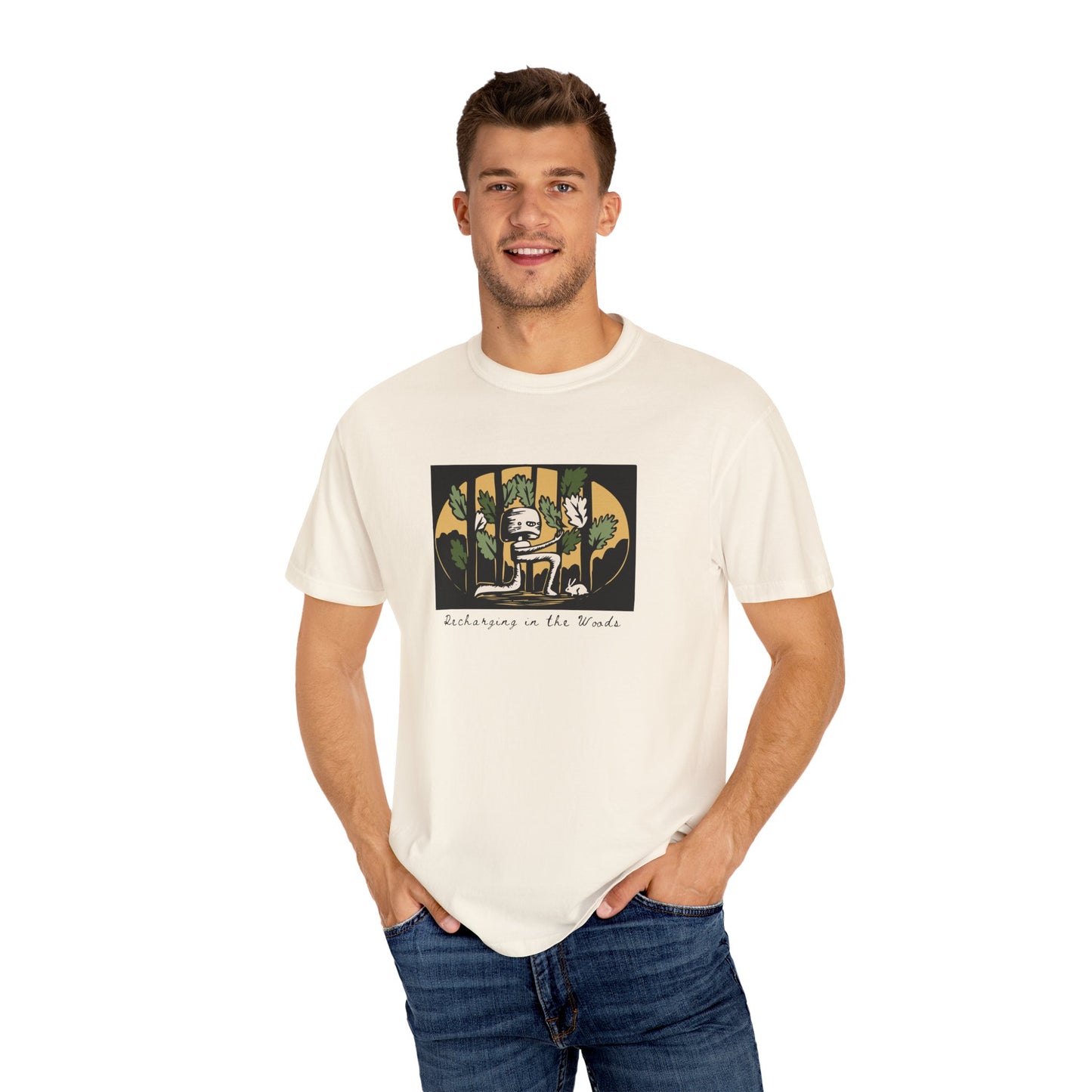 Cute Nature Robot Unisex Jersey Tee - Whimsical Fantasy Forestcore Graphic T-Shirt for Summer