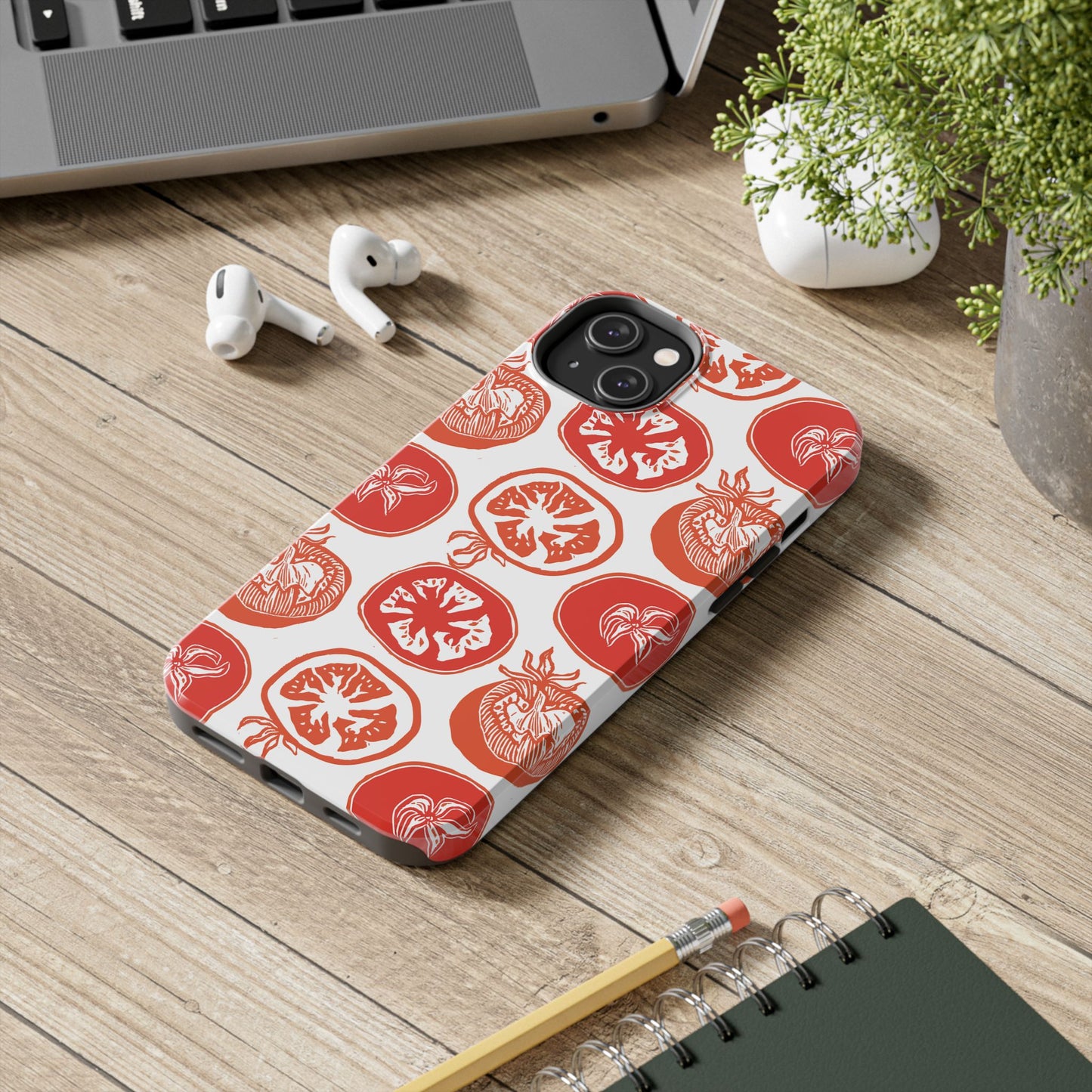 Cottagecore Folk Art Tomato Phone Case - Phone Case for Gardeners and Vegetarians