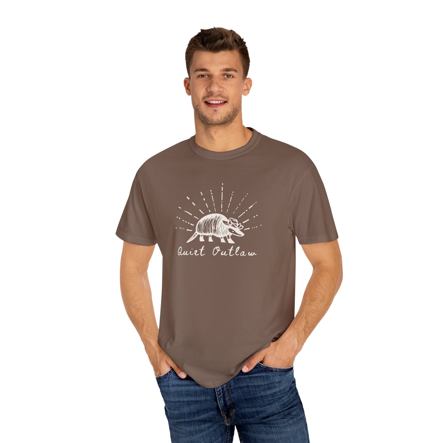 Unisex Garment-Dyed T-Shirt with 'Quiet Outlaw' Design, Casual Wear, Gift for Nature Lovers, Vintage Style Tee, Eco-Friendly Fashion