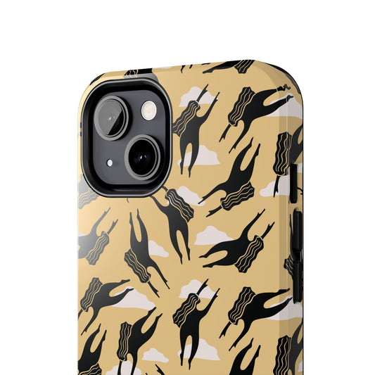 Female Silhouette Folk Art Phone Case - Whimsical Boho Tough Phone Case Based on Block Print Design