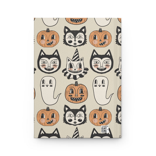 Whimsical Halloween Hardcover Journal, Cute Ghosts & Pumpkins, Spooky Season Notebook, Fall Writing Journal, Gift for Kids