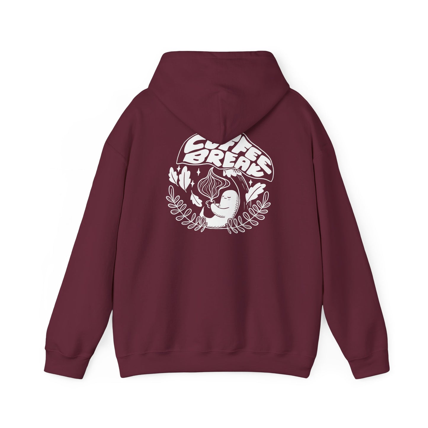Coffee Break Unisex Ghost Hoodie for Spooky Season, Cozy Sweatshirt Gift, Casual Wear, Relaxation Attire, Lounge Apparel