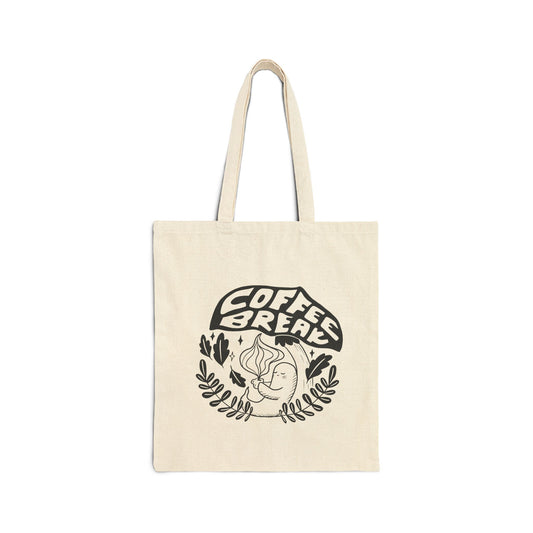 Coffee Break Cotton Canvas Tote Bag, Eco-Friendly Shopping Bag, Reusable Grocery Tote, Gift for Coffee Lovers, Sustainable Tote