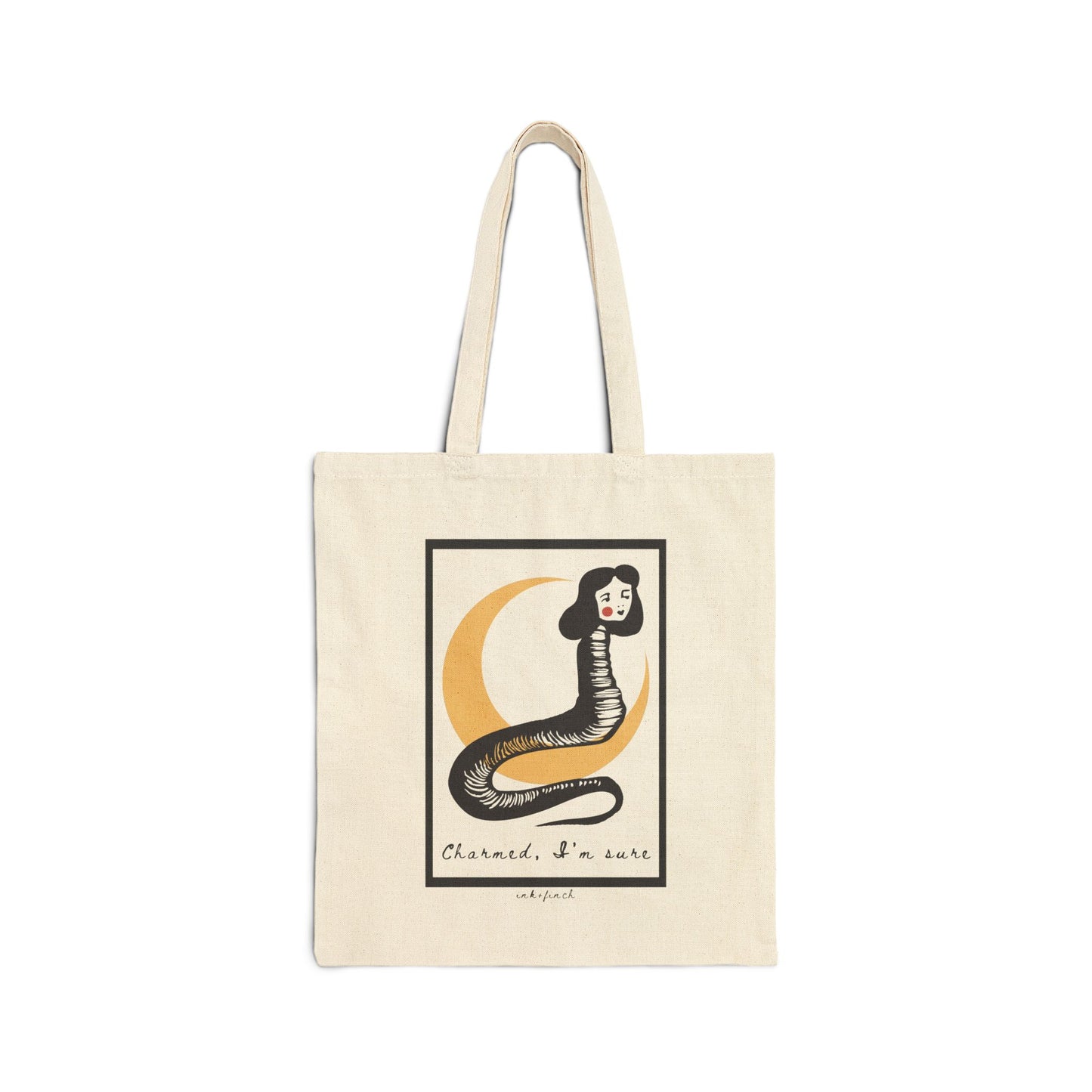 Weird Snake Lady Graphic Cotton Canvas Cryptid Tote Bag - Funny Tote Bags - Custom Tote Bags - Cute Cryptid Tote Bag