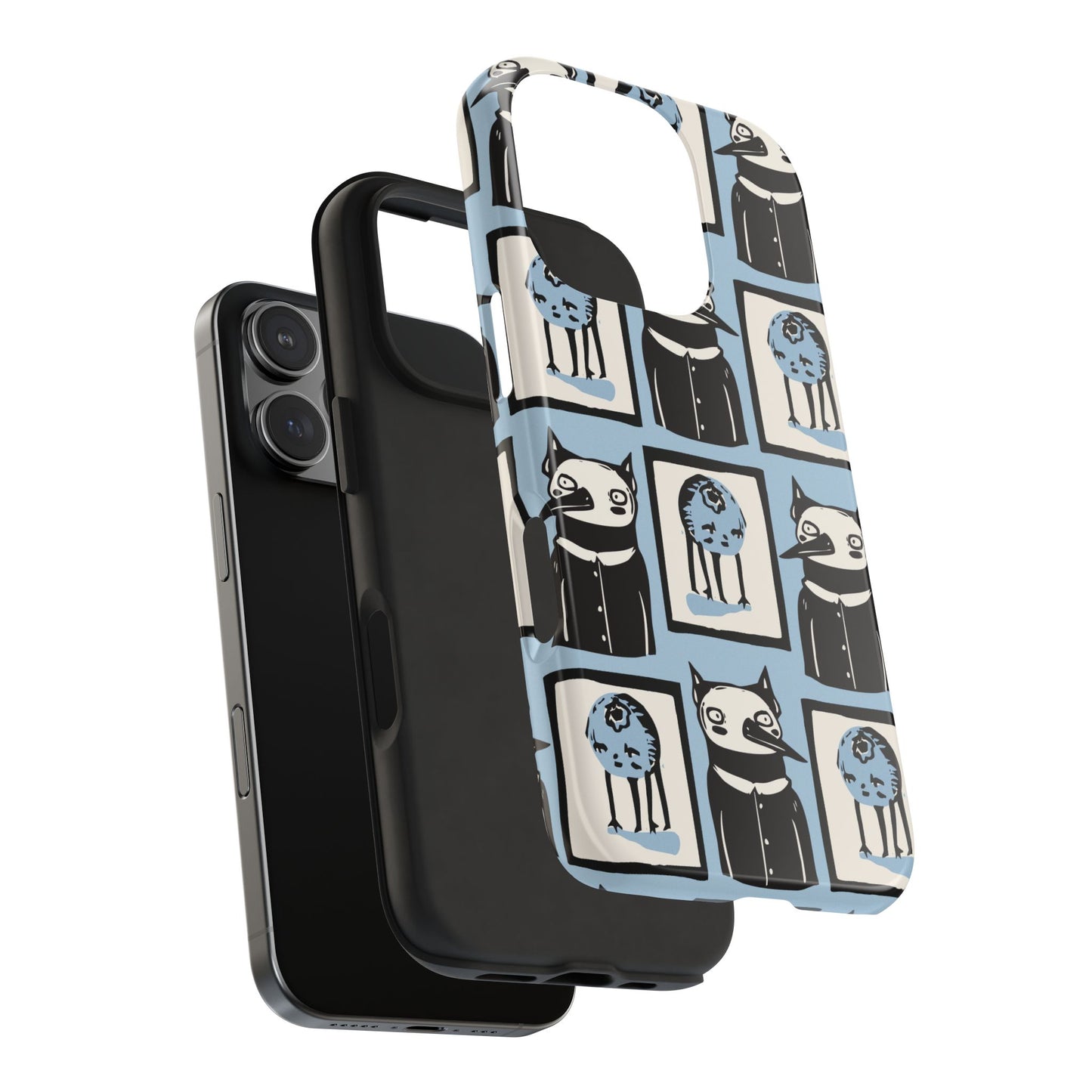 Funny Cat and Blueberry Patchwork Tough Phone Case