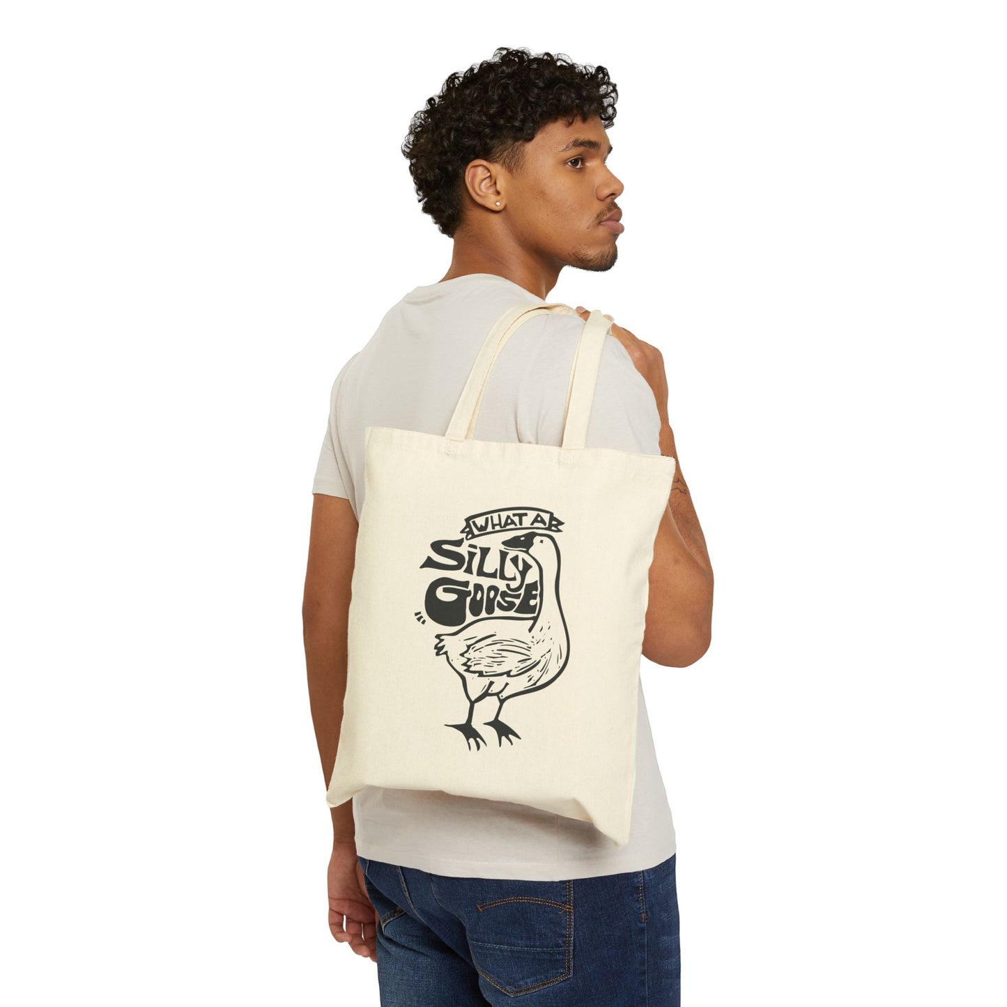 Silly Goose Cotton Canvas Tote Bag | Eco-Friendly, Funny Gift, Reusable Shopping Bag, Cute Tote for Animal Lovers