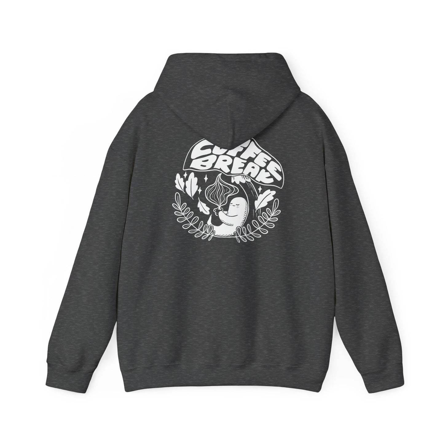 Coffee Break Unisex Ghost Hoodie for Spooky Season, Cozy Sweatshirt Gift, Casual Wear, Relaxation Attire, Lounge Apparel