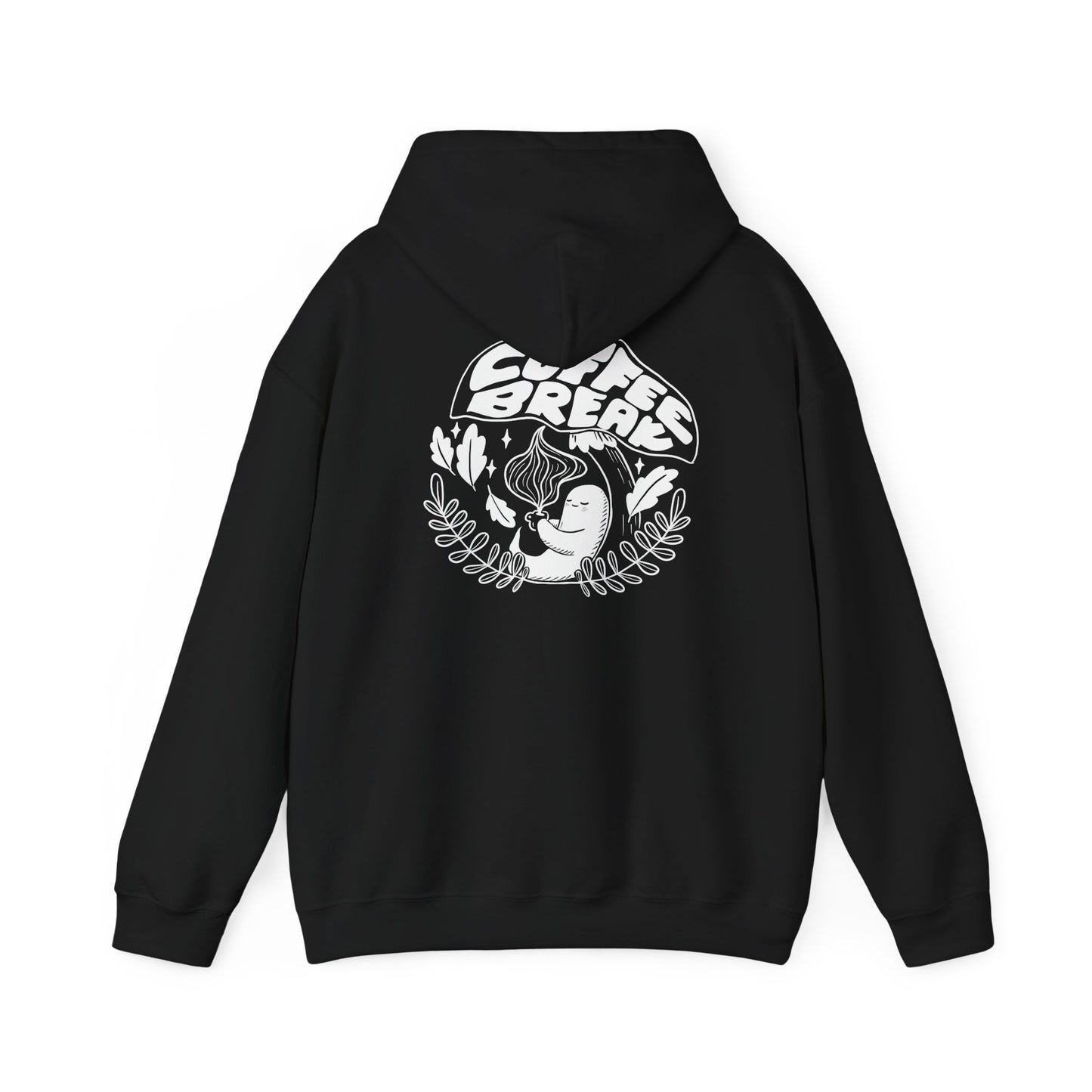 Coffee Break Unisex Ghost Hoodie for Spooky Season, Cozy Sweatshirt Gift, Casual Wear, Relaxation Attire, Lounge Apparel