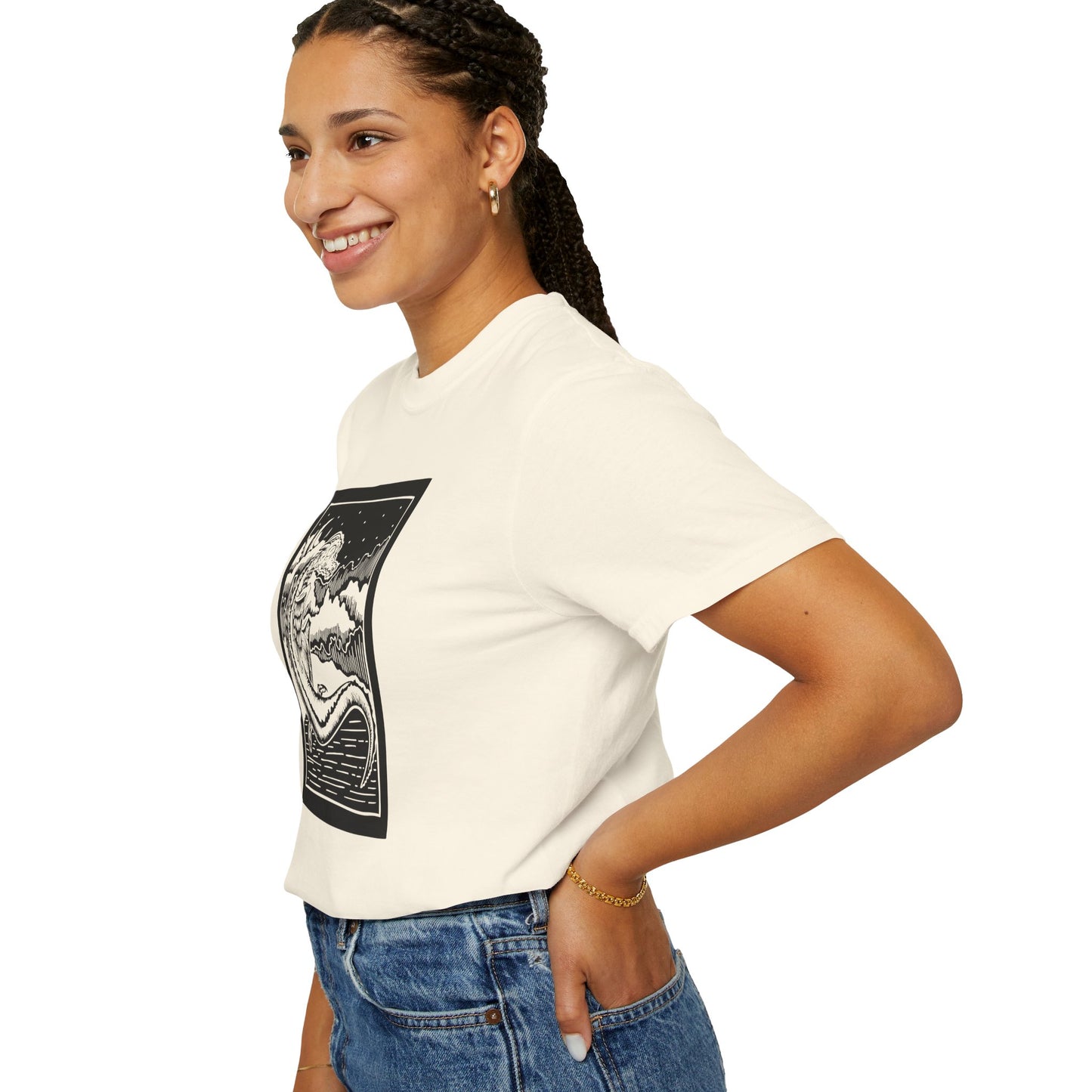Unisex Graphic T-shirt with Celestial Design, Moon and Stars Night Sky Tee for Dreamers, Casual Wear, Gift for Astrology Lovers