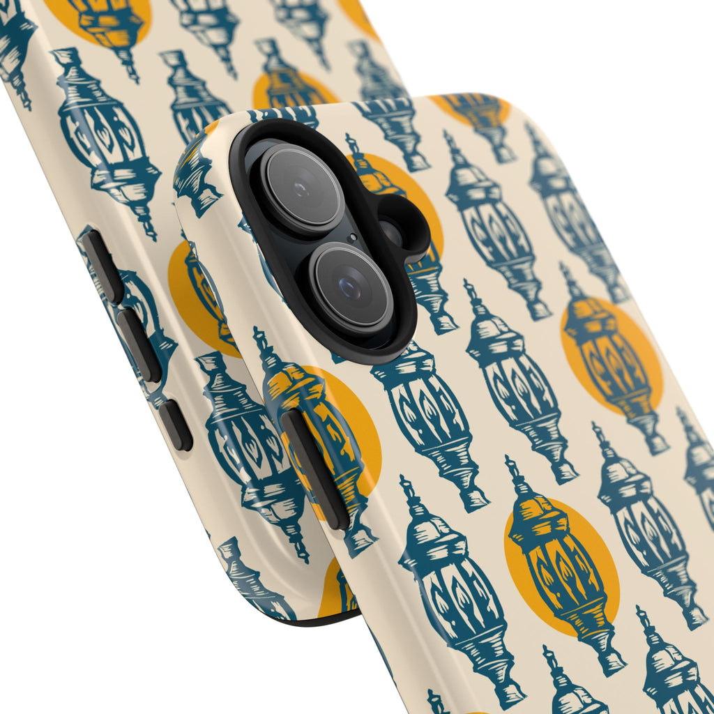 Tough Phone Case — Blue & Mustard Lantern Pattern Slim Protective Cover