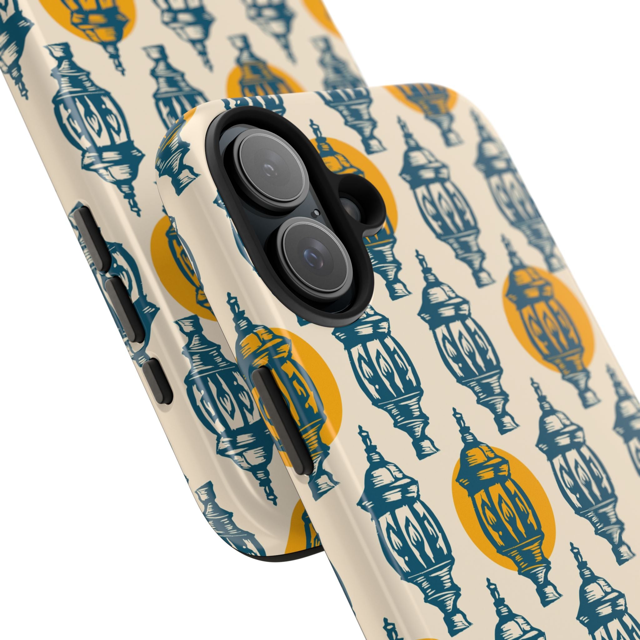Tough Phone Case — Blue & Mustard Lantern Pattern Slim Protective Cover