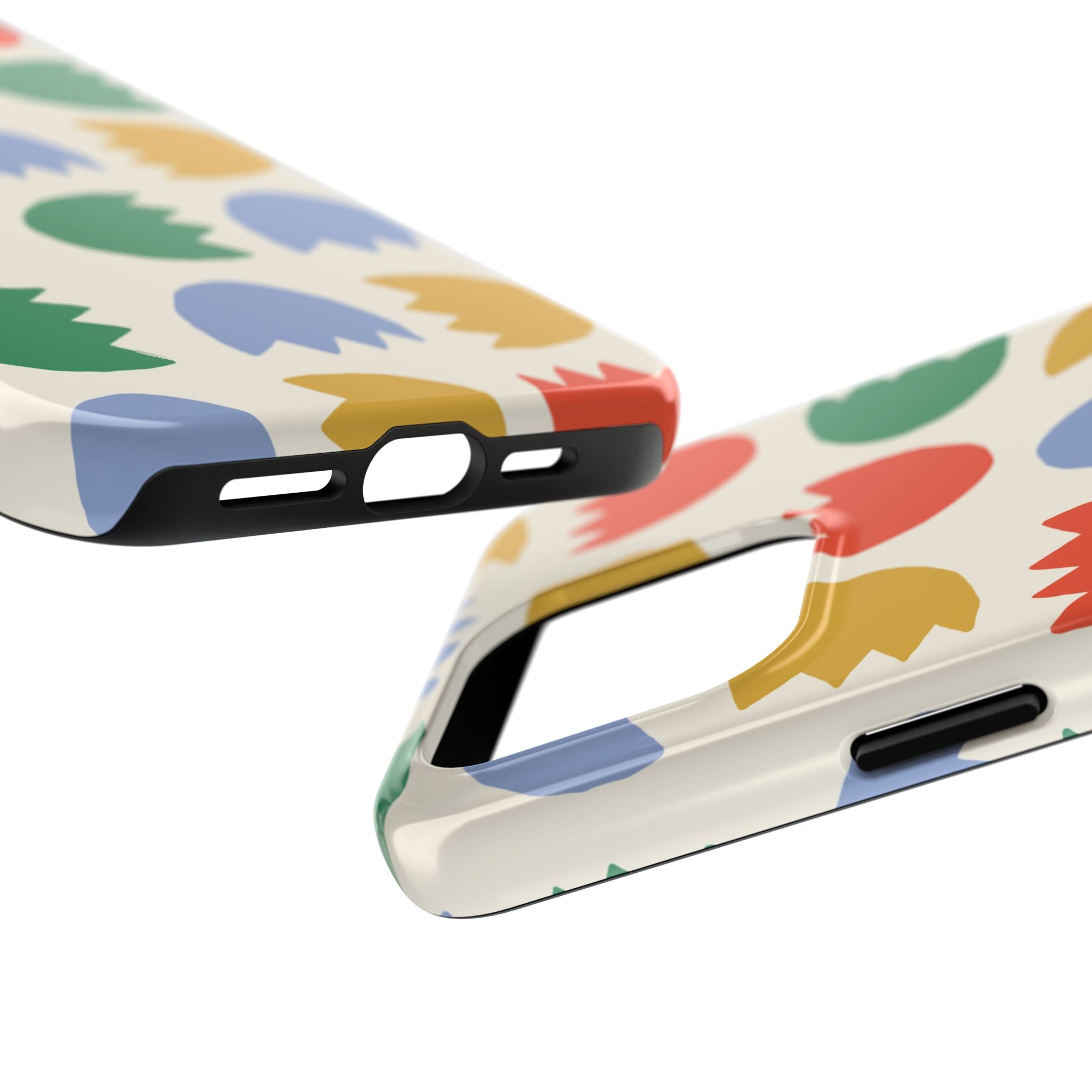 Tough Phone Case — Retro Tulip Pattern Green Floral Protective Cover