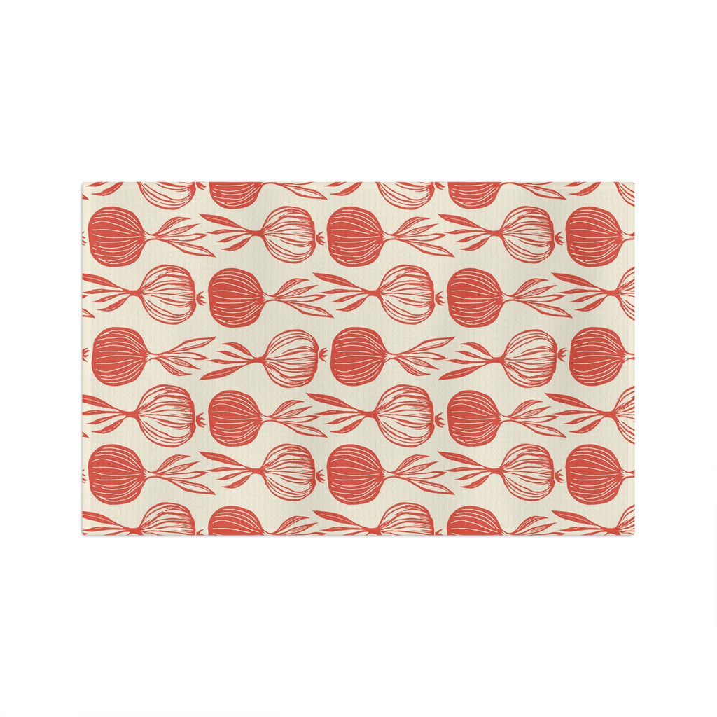 Onion Pattern Microfiber Tea Towel — Rustic Red Kitchen Towel