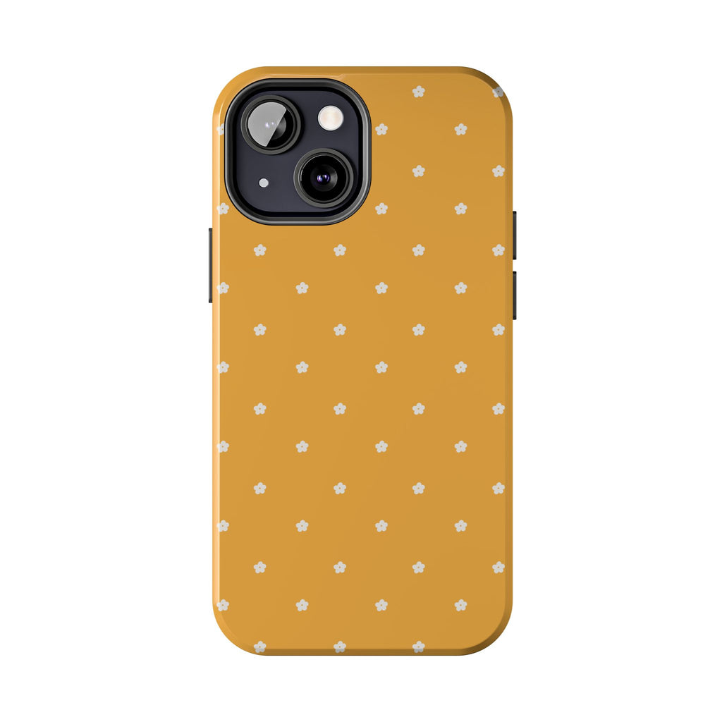 Ditsy Daisy Tough Phone Case — Mustard Floral Protective Cover