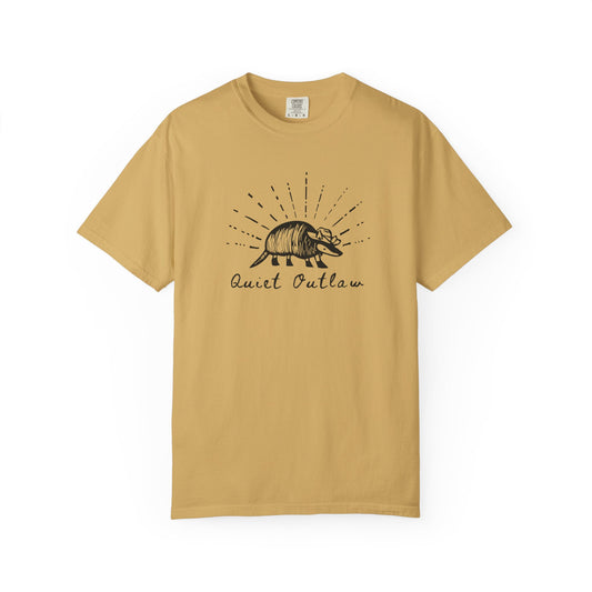 Unisex Garment-Dyed T-Shirt with 'Quiet Outlaw' Design, Casual Wear, Gift for Nature Lovers, Vintage Style Tee, Eco-Friendly Fashion