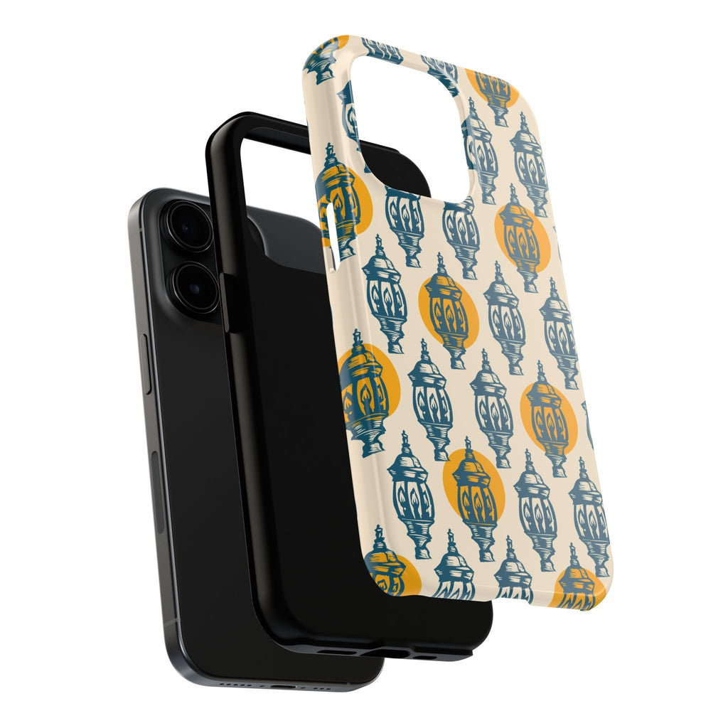 Tough Phone Case — Blue & Mustard Lantern Pattern Slim Protective Cover