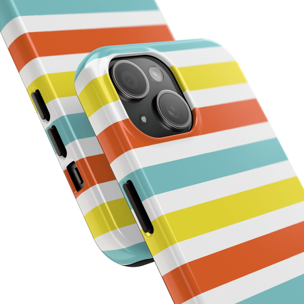 Striped Tough Phone Case — Retro Summer Color Block iPhone Case
