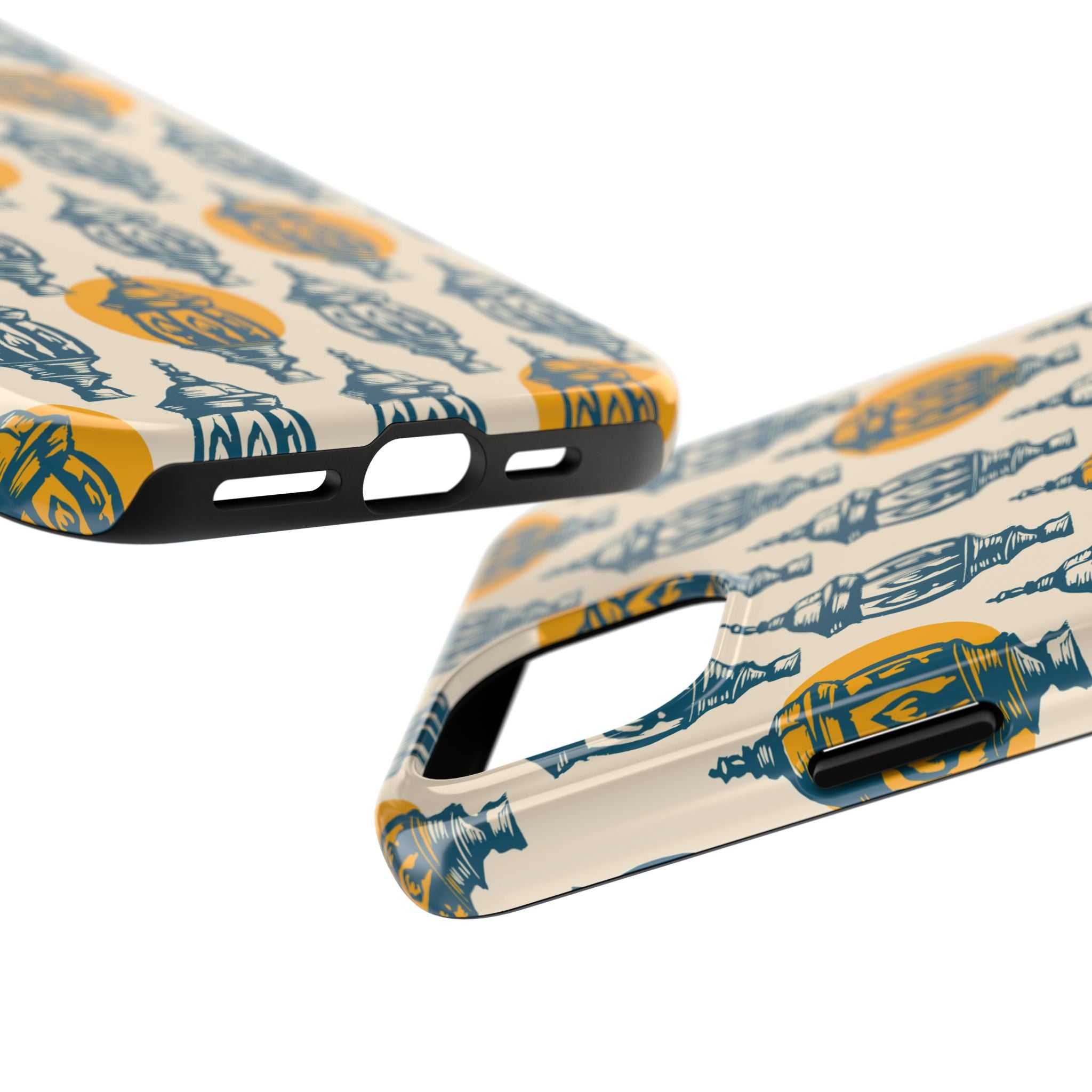 Tough Phone Case — Blue & Mustard Lantern Pattern Slim Protective Cover