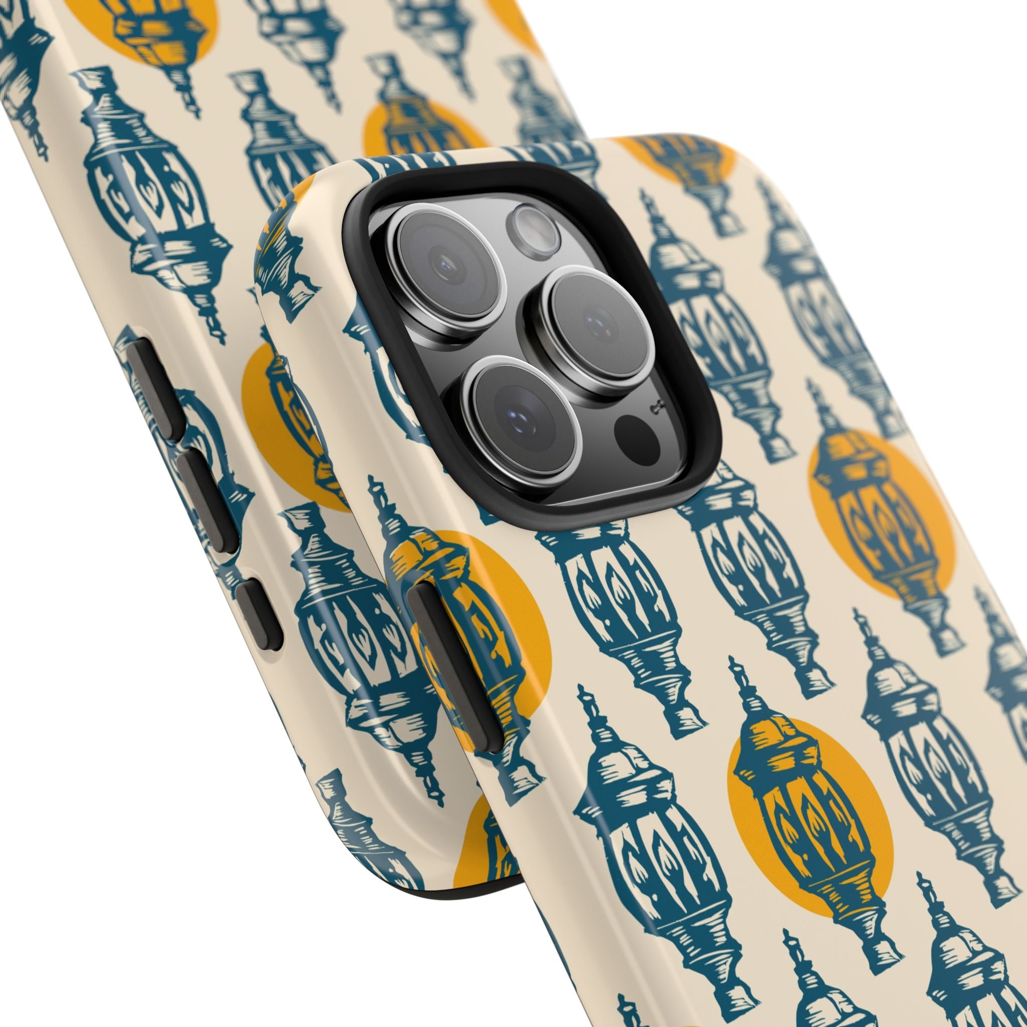 Tough Phone Case — Blue & Mustard Lantern Pattern Slim Protective Cover