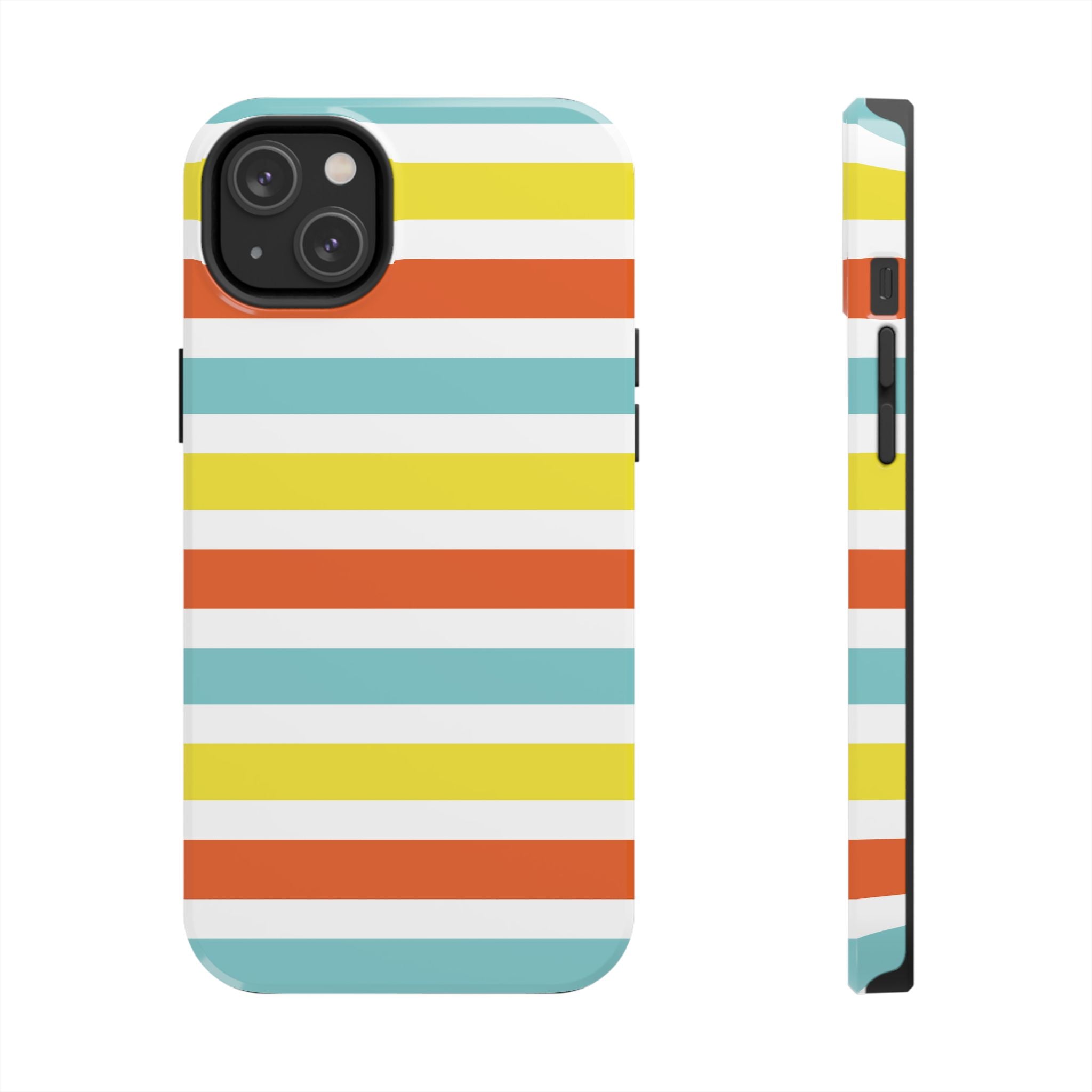 Striped Tough Phone Case — Retro Summer Color Block iPhone Case