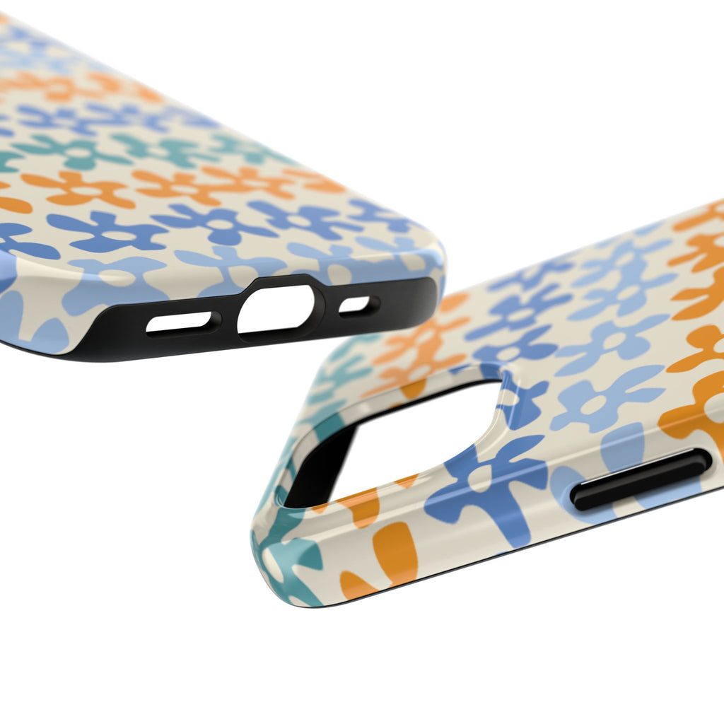Floral Stripe Tough Phone Case — Colorful Retro Doodle Protection