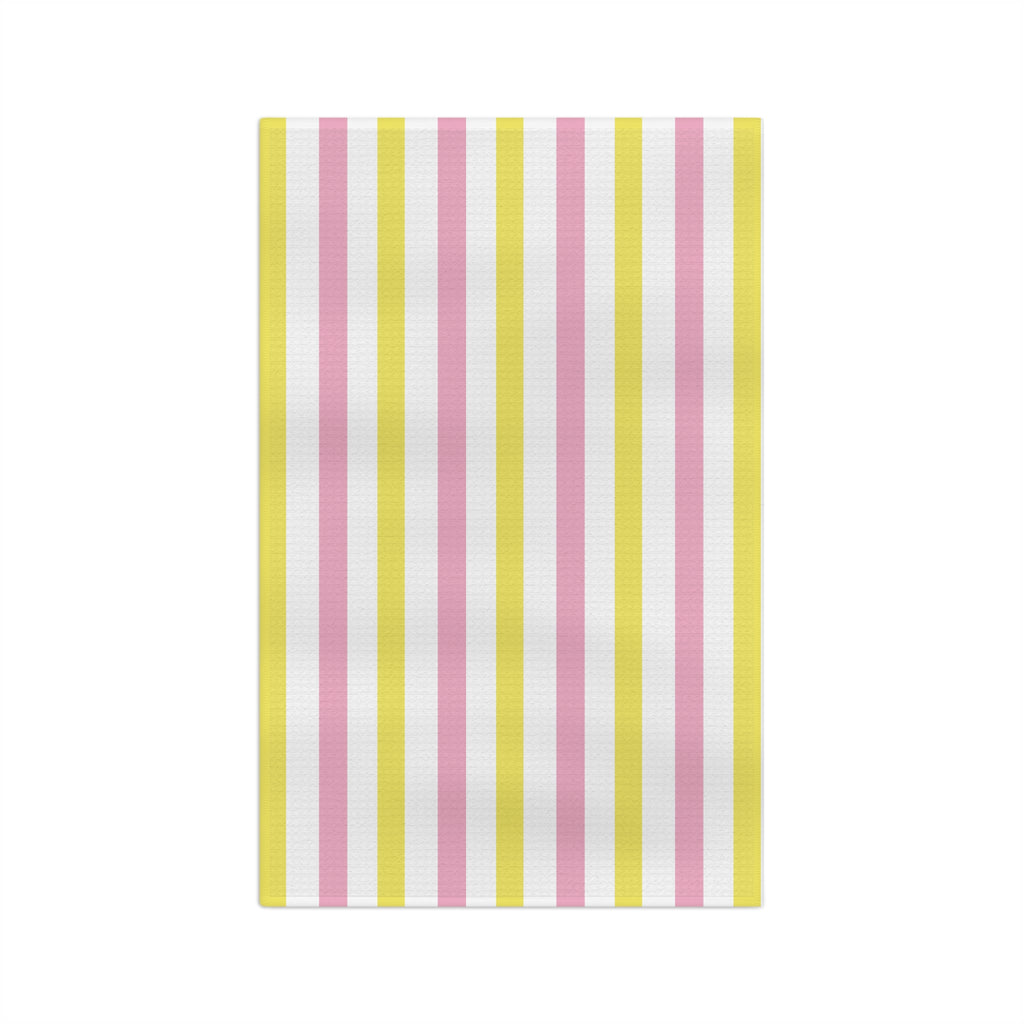 Striped Pastel Microfiber Tea Towel — Pink & Yellow Kitchen Stripe