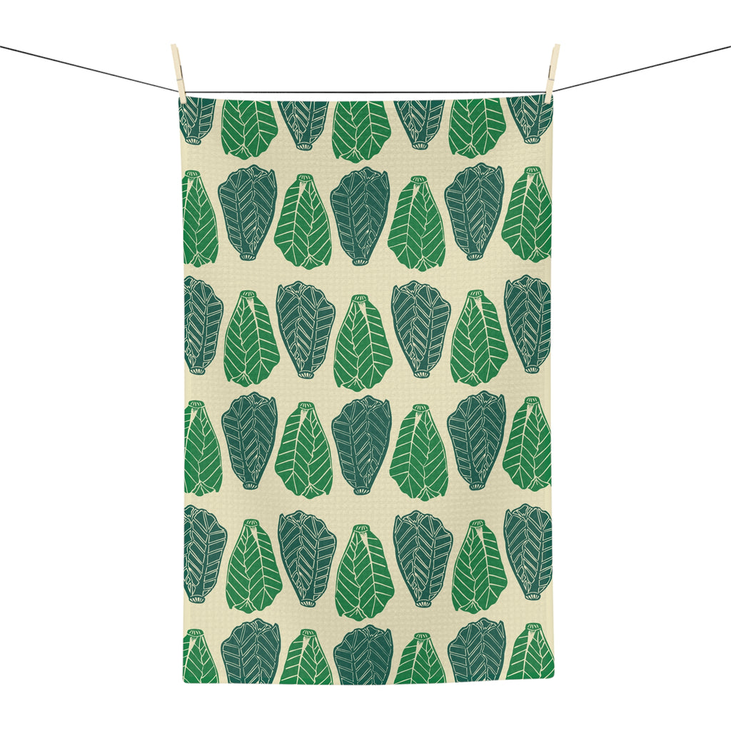 Green Leaf Pattern Microfiber Tea Towel — Botanical Kitchen Towel