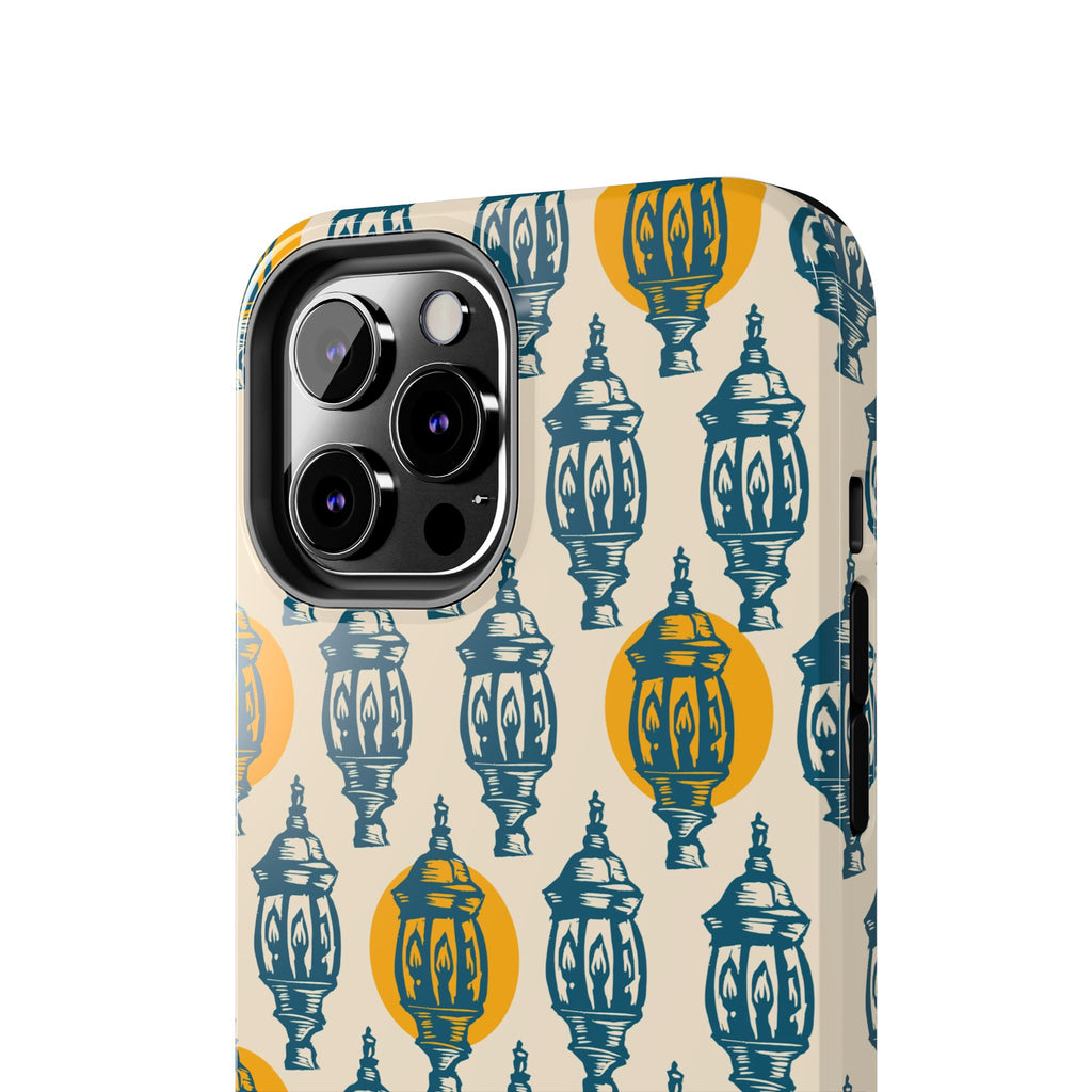 Tough Phone Case — Blue & Mustard Lantern Pattern Slim Protective Cover