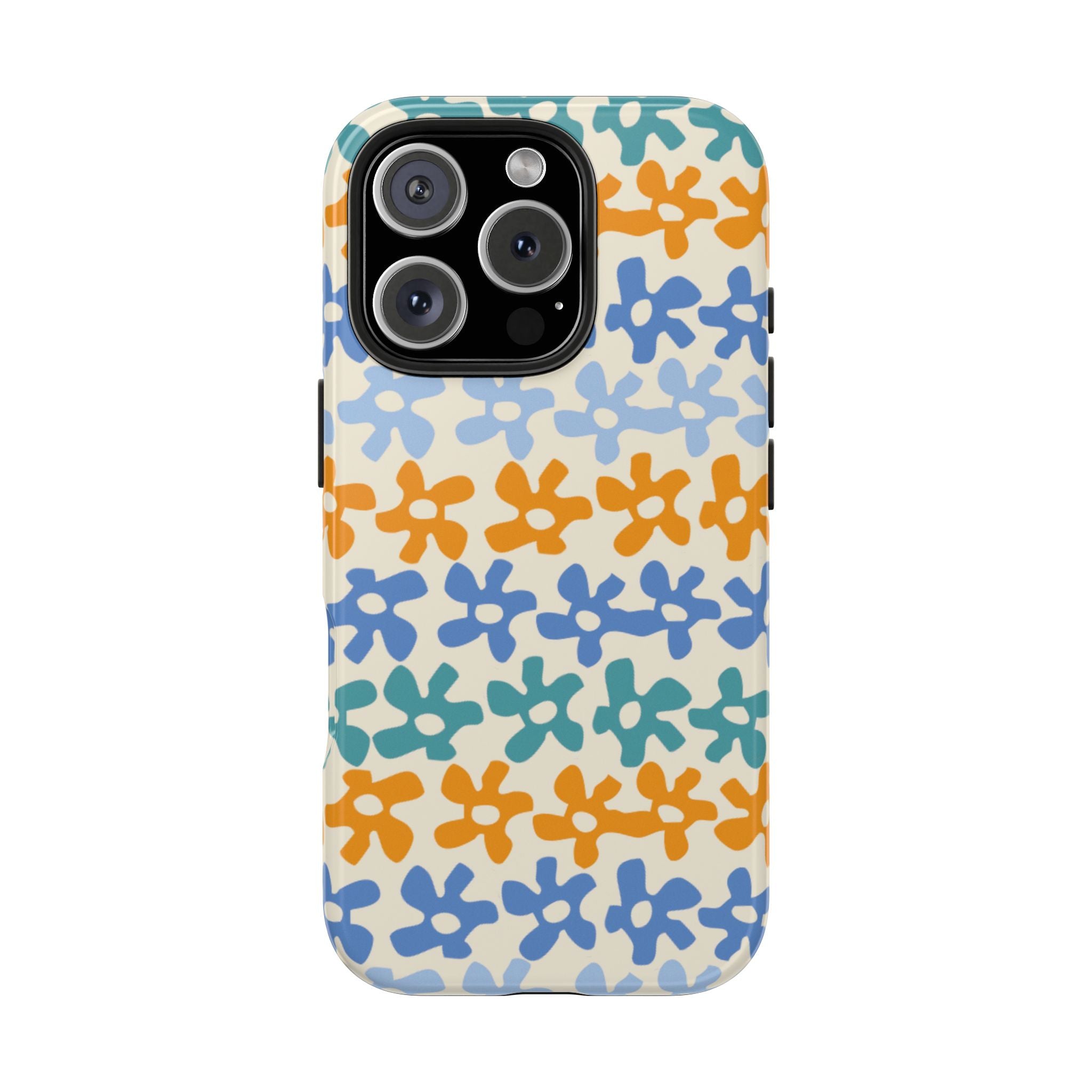 Floral Stripe Tough Phone Case — Colorful Retro Doodle Protection