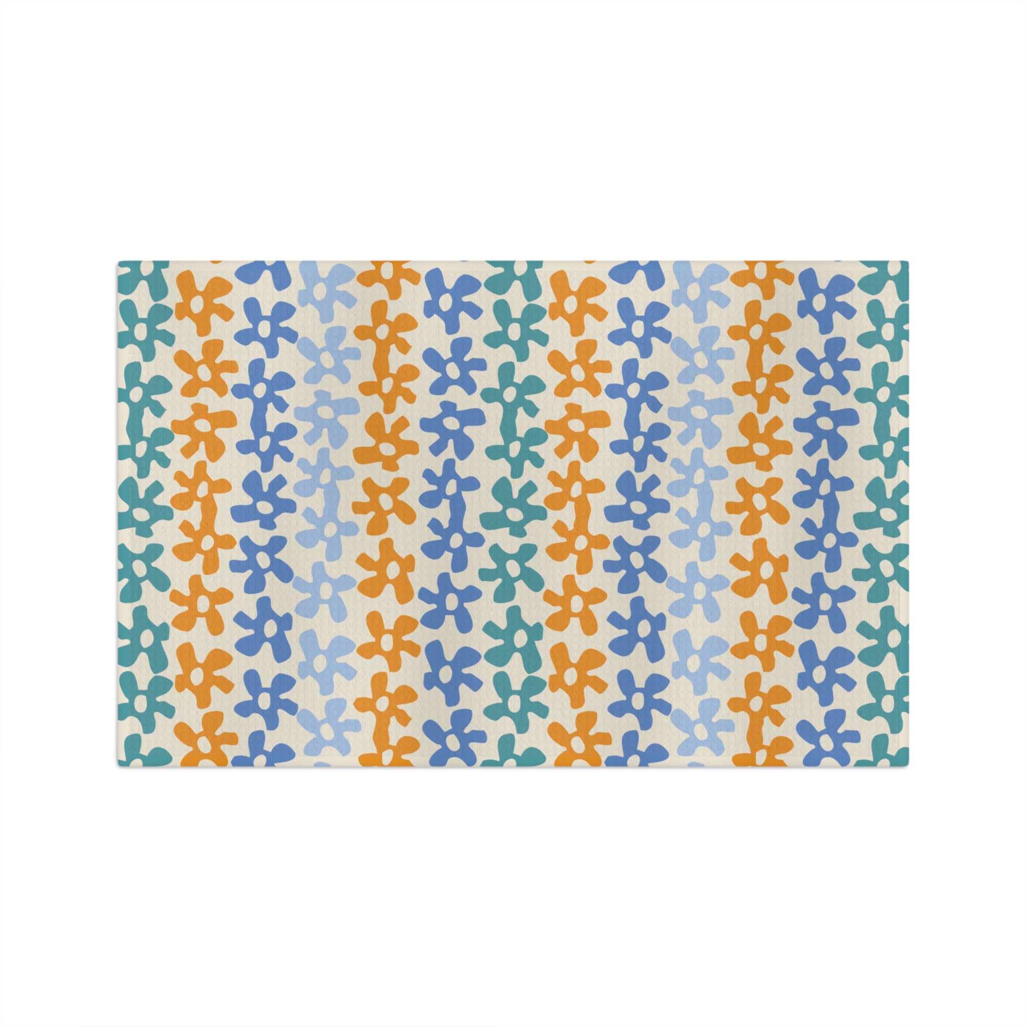 Floral Stripe Microfiber Tea Towel — Colorful Hand-Drawn Flower Pattern
