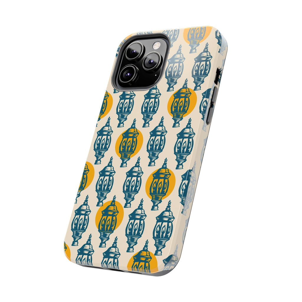 Tough Phone Case — Blue & Mustard Lantern Pattern Slim Protective Cover