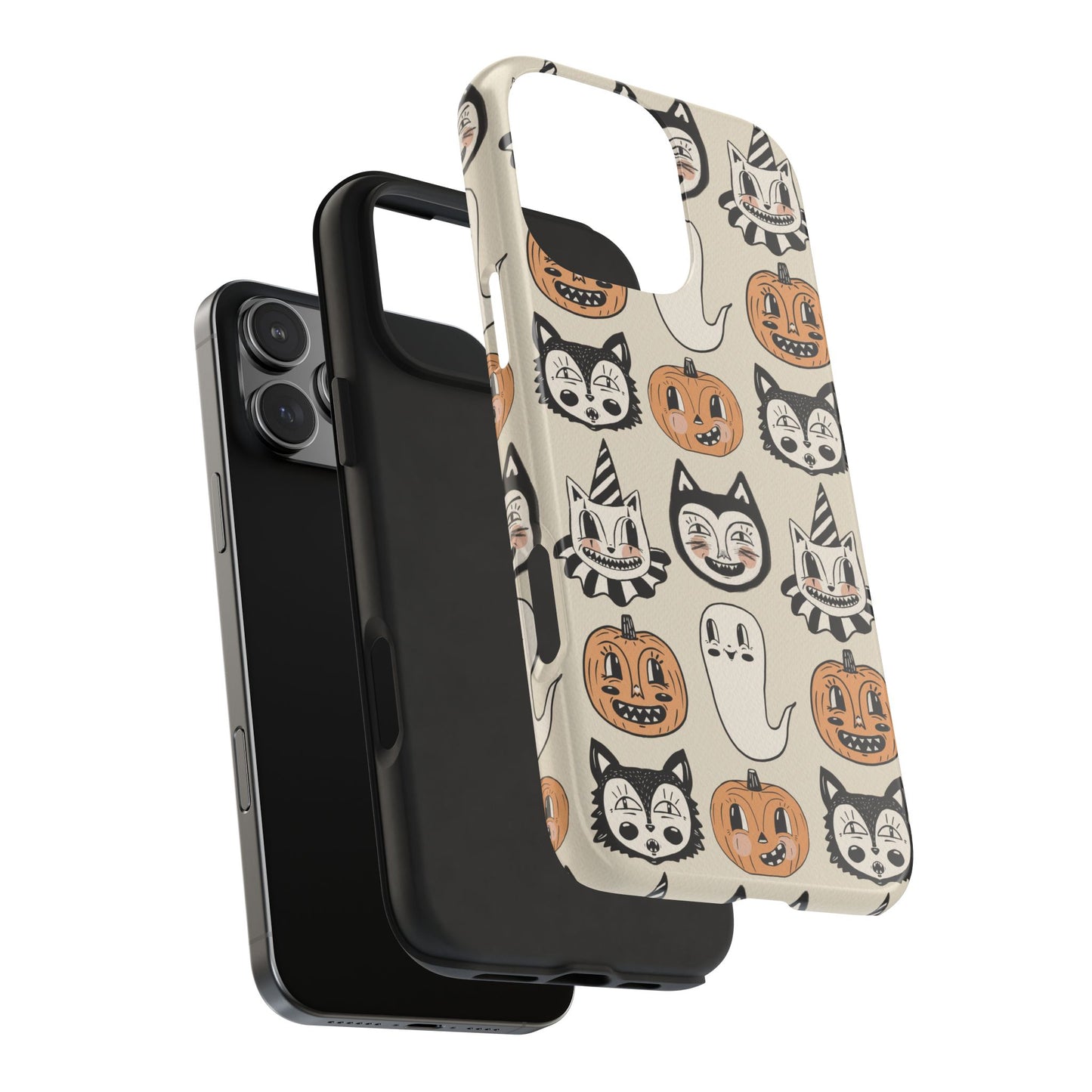 Halloween Cat & Pumpkin Phone Cases, Tough Phone Cover, Spooky Protective Case, Fall Aesthetic, Cute Halloween Gift