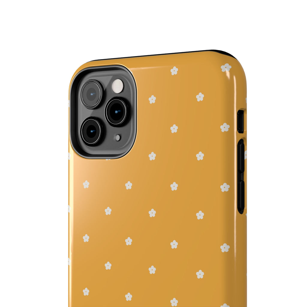 Ditsy Daisy Tough Phone Case — Mustard Floral Protective Cover