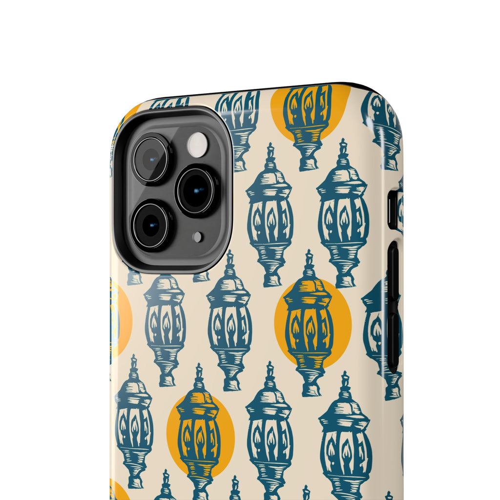 Tough Phone Case — Blue & Mustard Lantern Pattern Slim Protective Cover