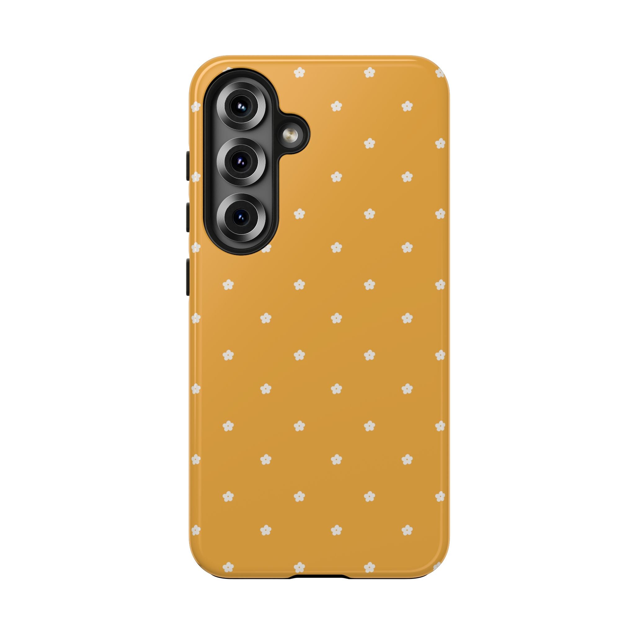 Ditsy Daisy Tough Phone Case — Mustard Floral Protective Cover