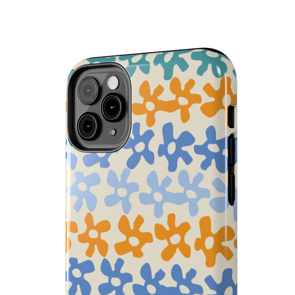 Floral Stripe Tough Phone Case — Colorful Retro Doodle Protection
