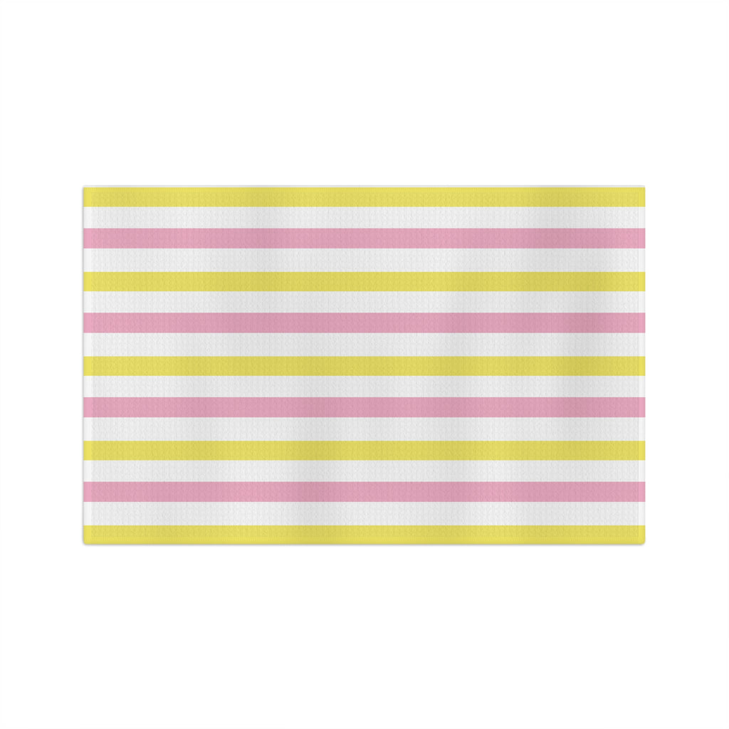 Striped Pastel Microfiber Tea Towel — Pink & Yellow Kitchen Stripe