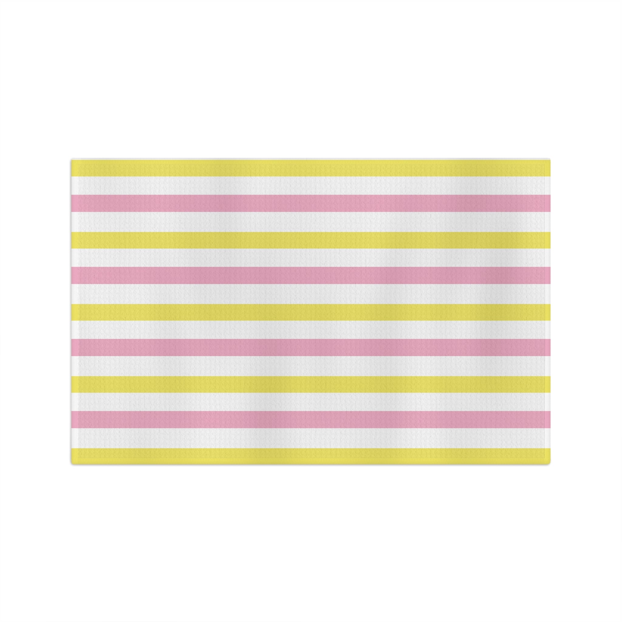 Striped Pastel Microfiber Tea Towel — Pink & Yellow Kitchen Stripe