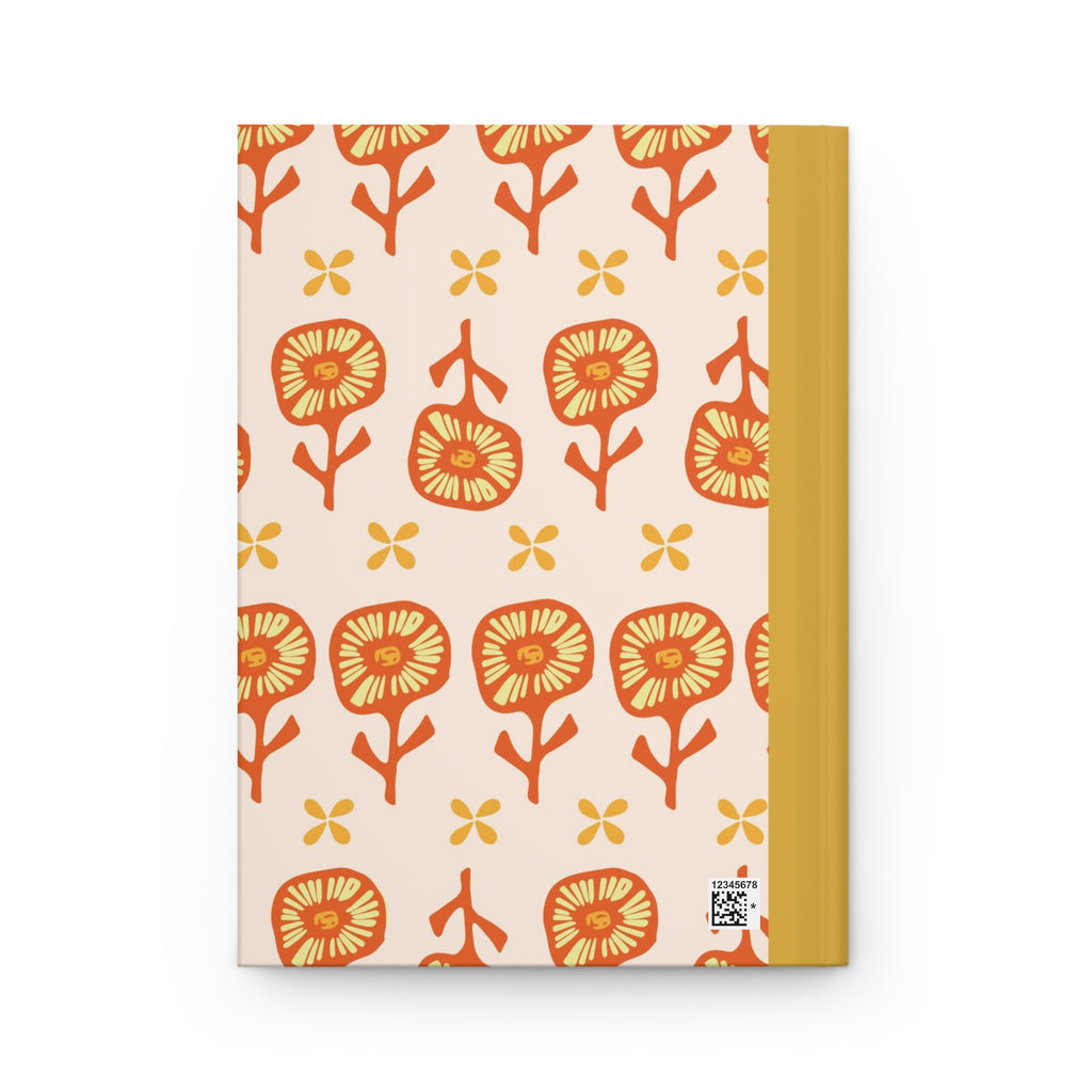 Floral Journal — Orange Retro Flower Hardcover Notebook